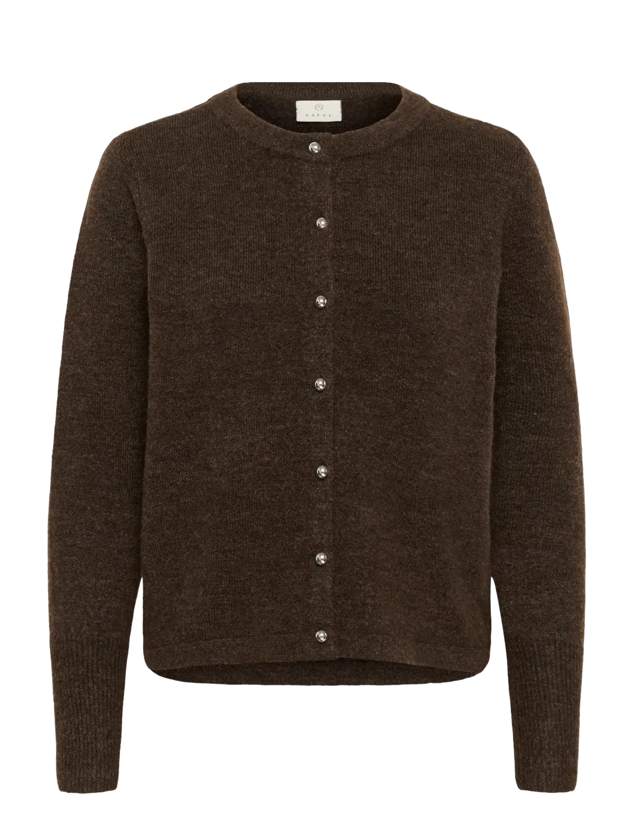 Kaffe Kaniel Knit Cardigan, Kvinder, Strikket Cardigan, Brun, Str: XL