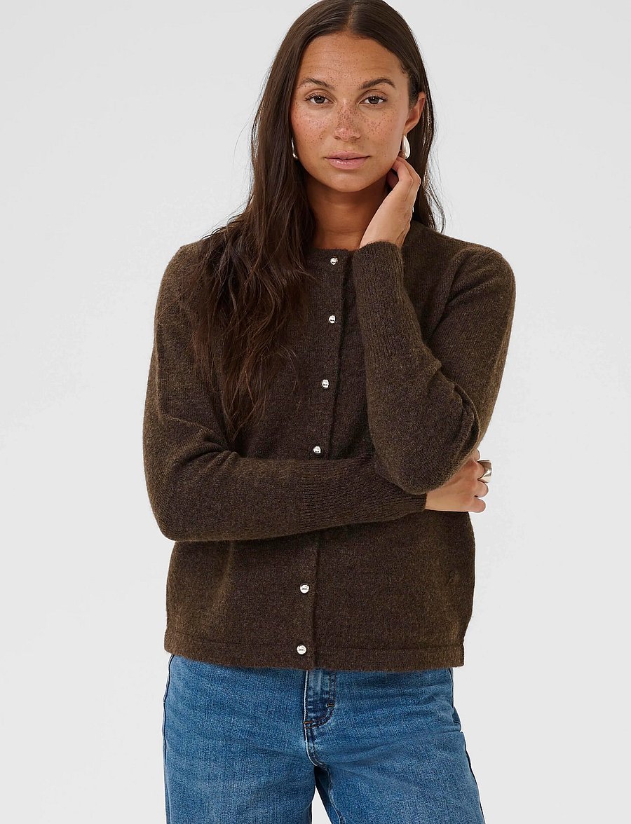 Kaffe - KAniel Knit Cardigan - arkityyli - chocolate brown melange - 2