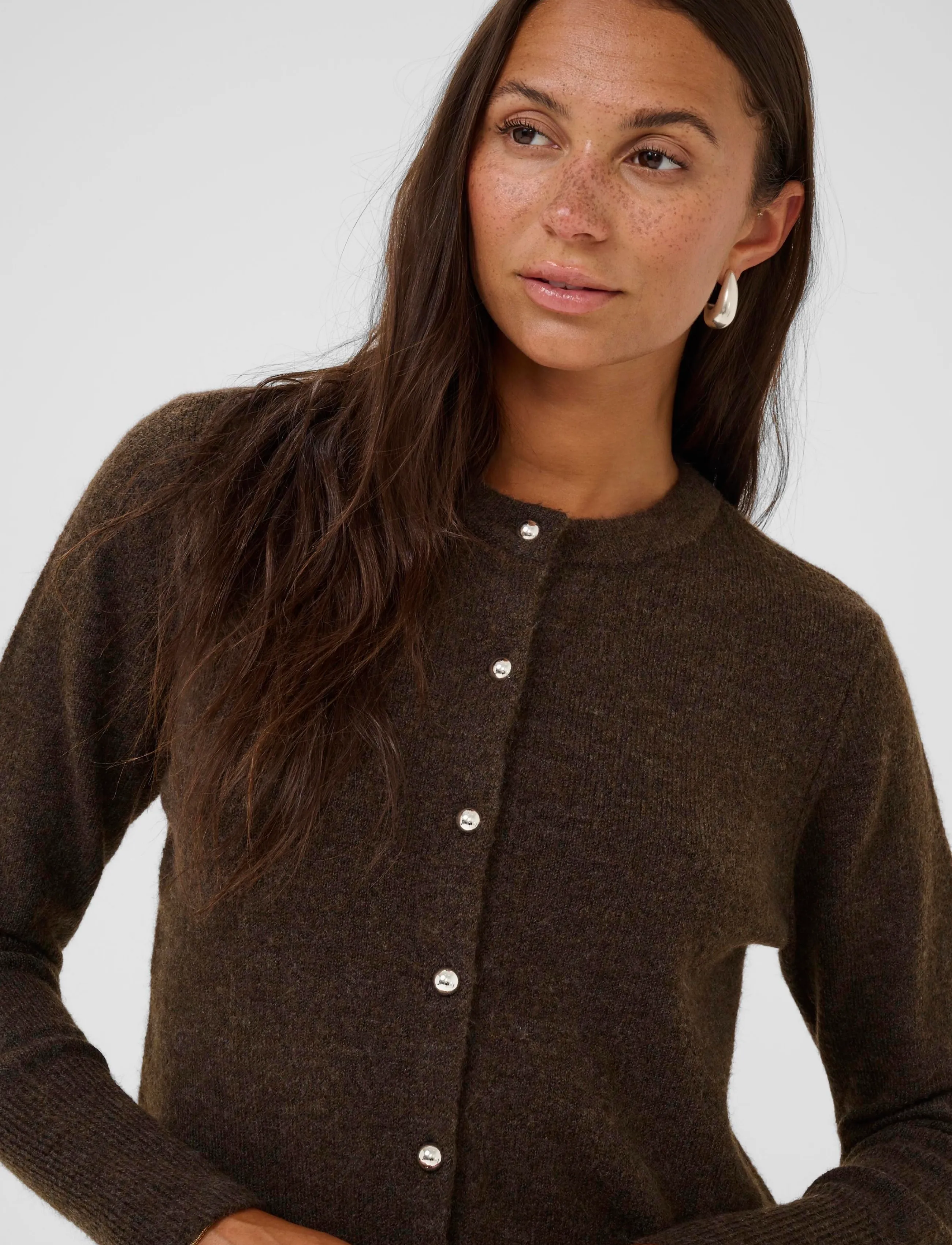 Kaffe - KAniel Knit Cardigan - laveste priser - chocolate brown melange - 5