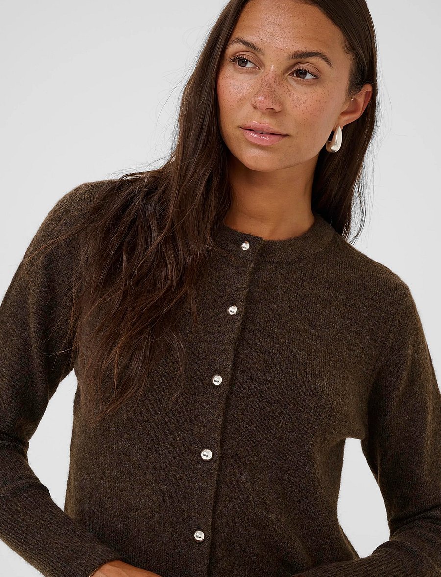Kaffe - KAniel Knit Cardigan - arkityyli - chocolate brown melange - 5