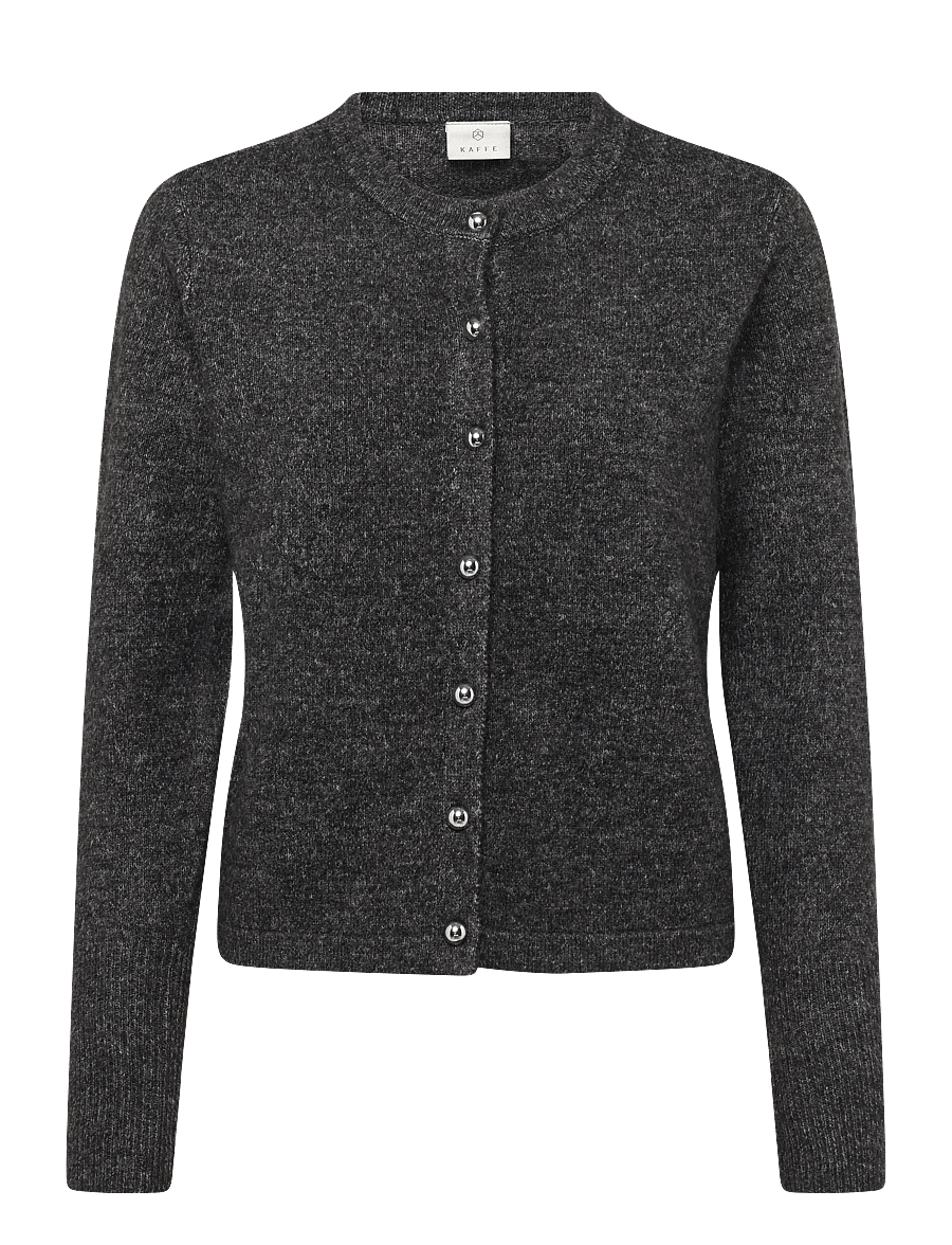 Kaffe - KAniel Knit Cardigan - cardigans - dark grey melange - 0