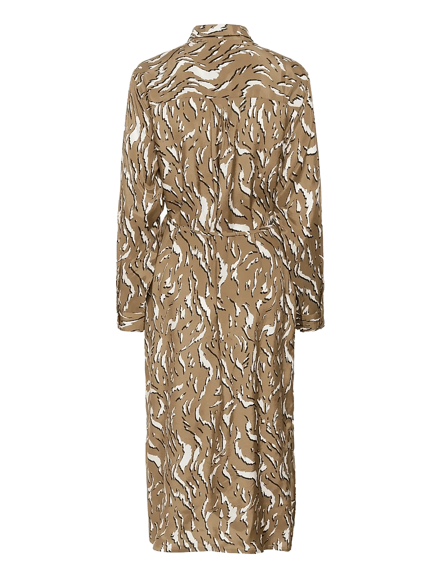 Kaffe - KAmille Shirt Dress - skjortklänningar - toasted coconut graphic animal - 2