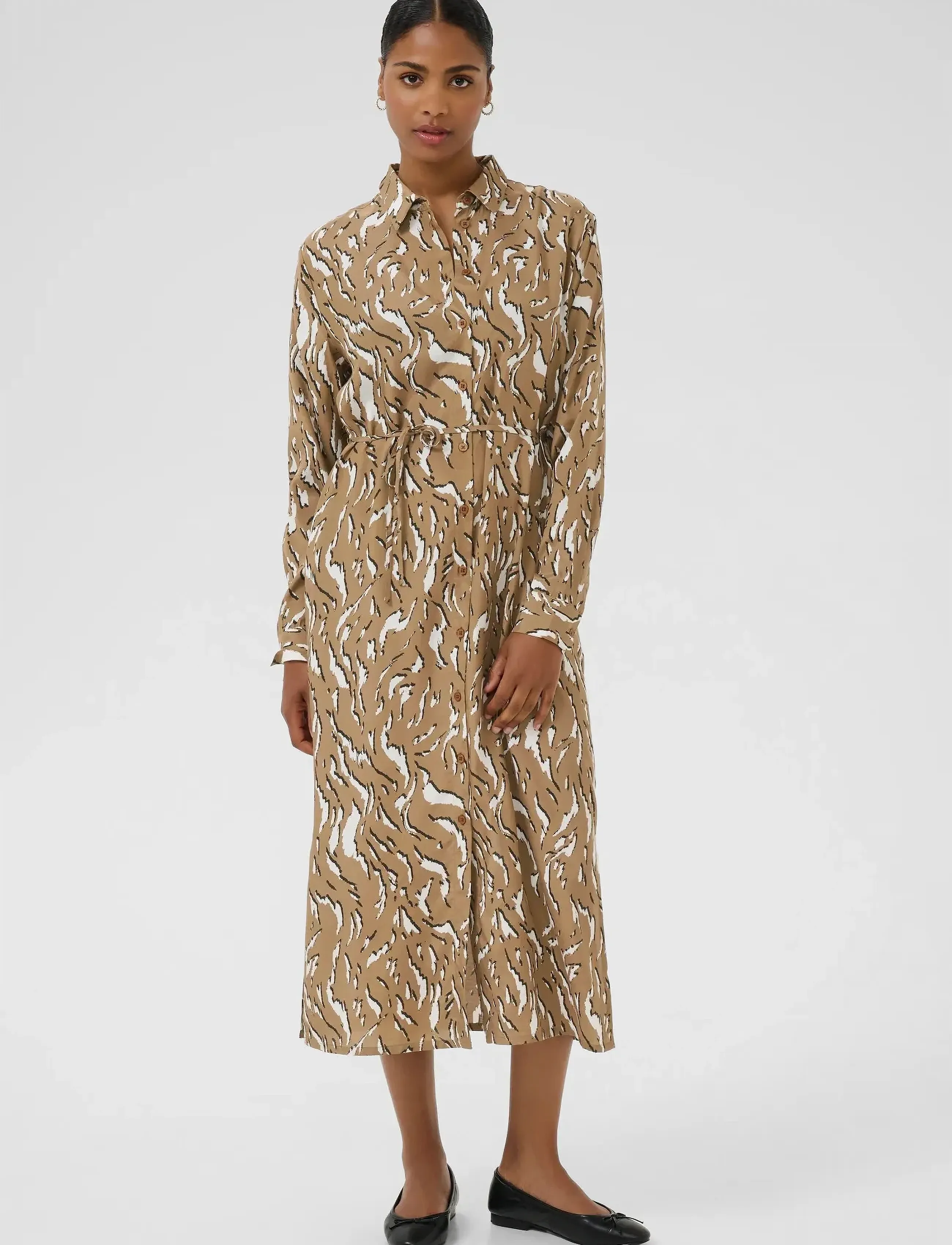 Kaffe Kamille Shirt Dress, 46, Dresses, Gold - Knee-length & Midi, Frauen