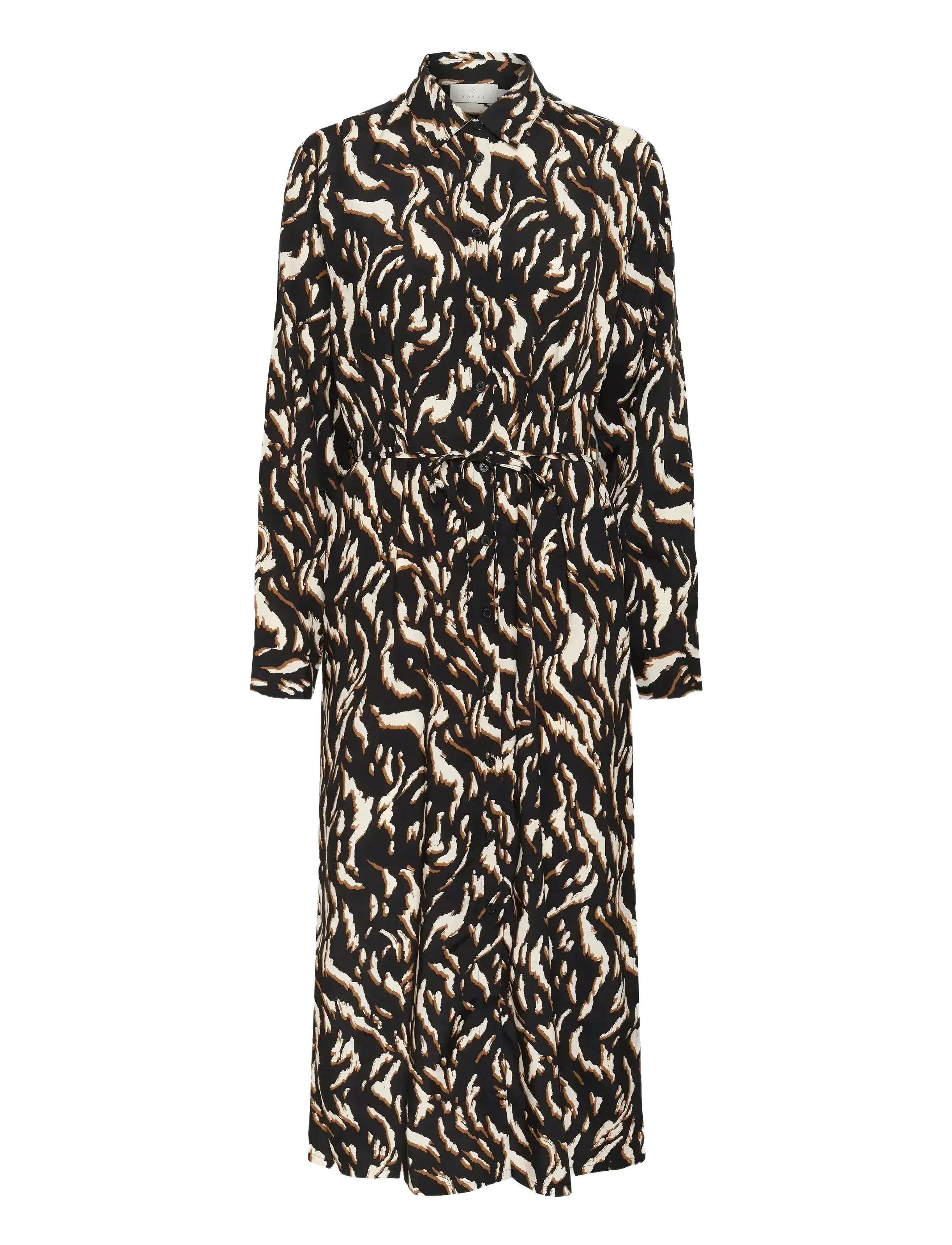 Kaffe KAmille Shirt Dress - Kjoler - BLACK/BROWN GRAPHIC ANIMAL / black