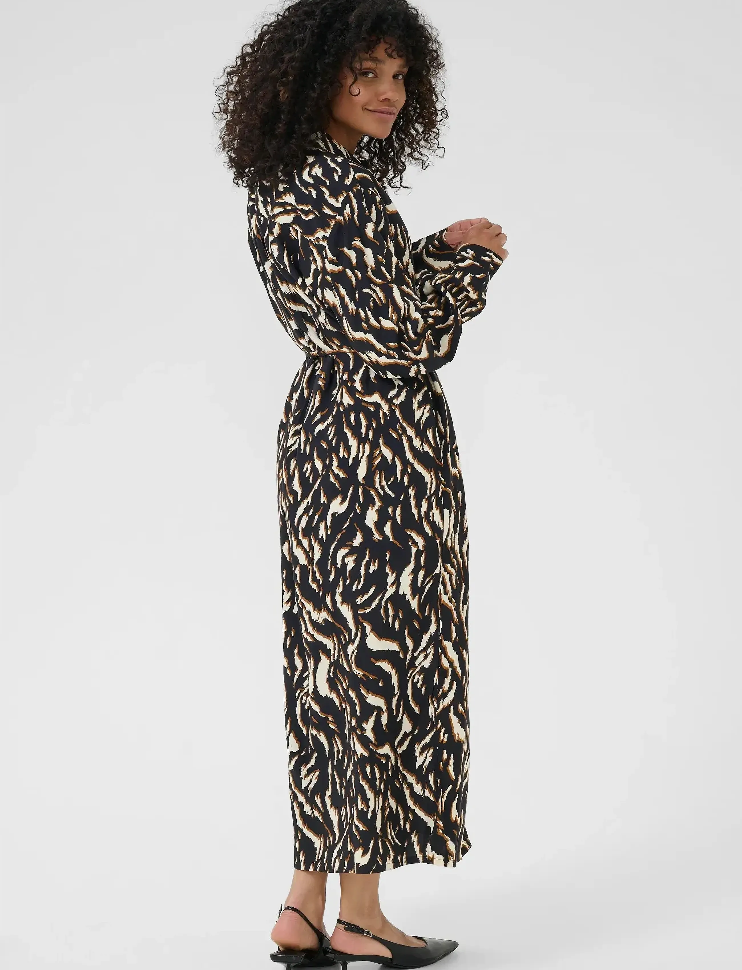 Kaffe - KAmille Shirt Dress - hemdkleider - black/brown graphic animal - 3