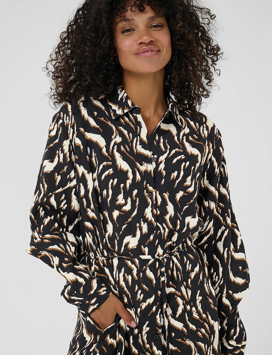 Kaffe - KAmille Shirt Dress - hemdkleider - black/brown graphic animal - 4