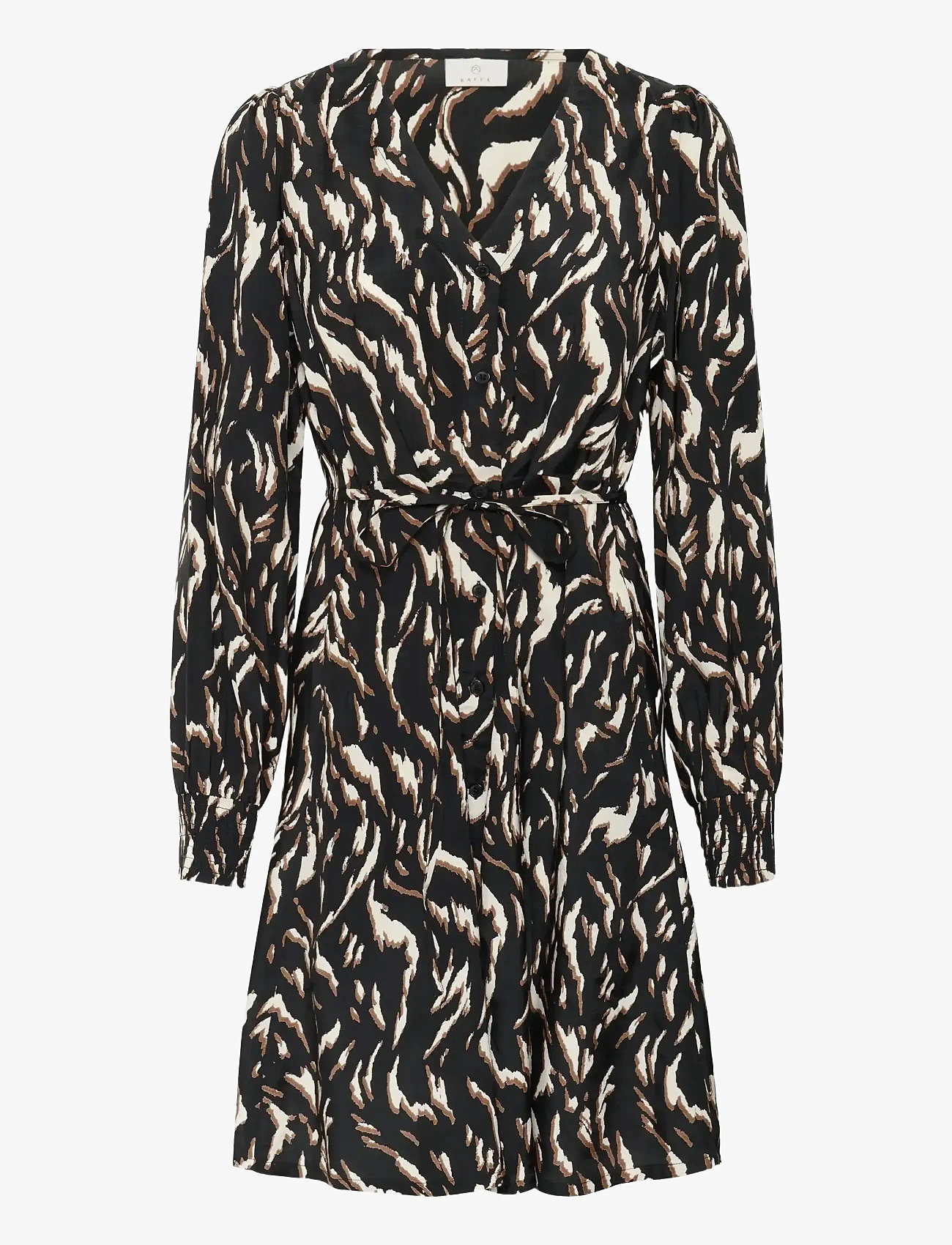 Kaffe - KAmille Dress - skjortekjoler - black/brown graphic animal - 1