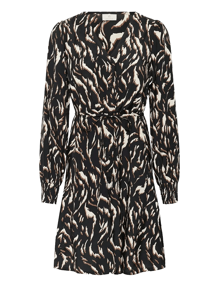 Kaffe - KAmille Dress - hemdkleider - black/brown graphic animal - 1