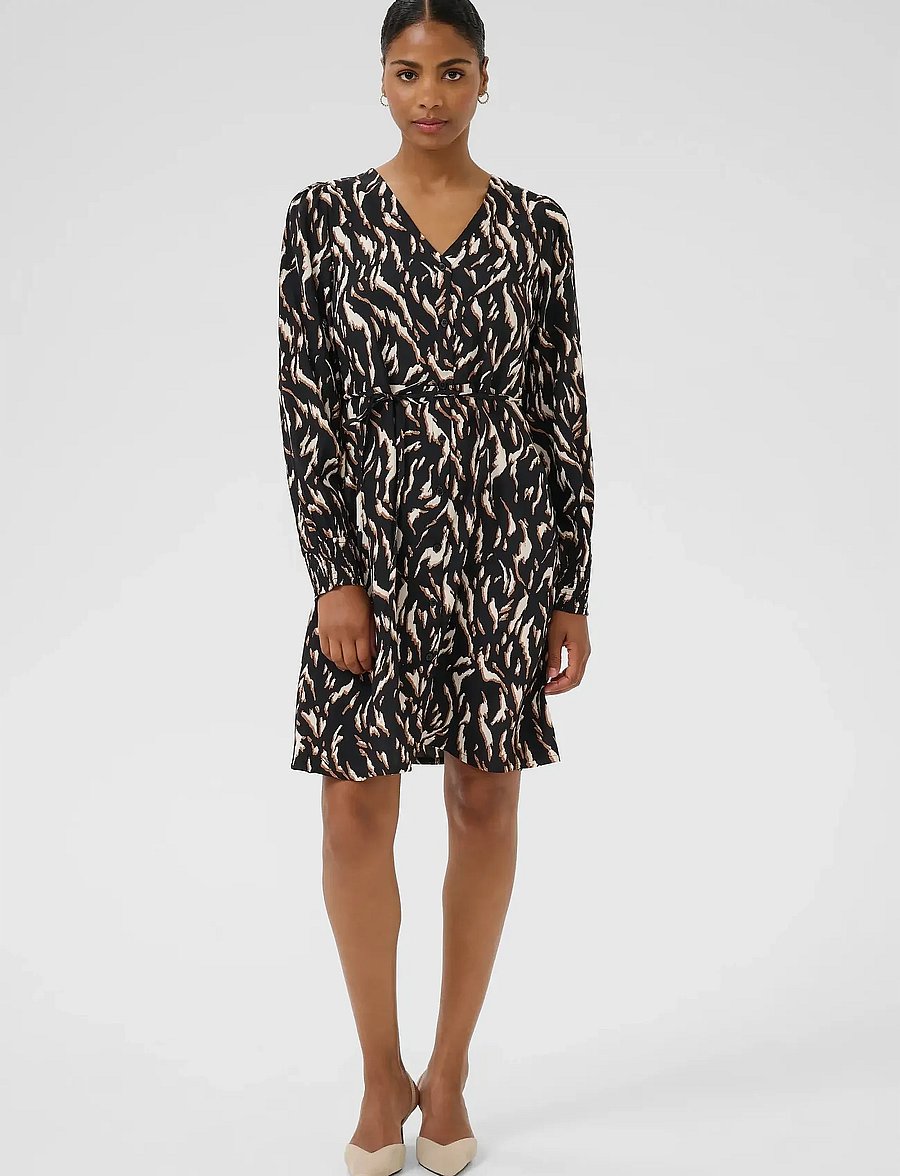 Kaffe - KAmille Dress - hemdkleider - black/brown graphic animal - 3