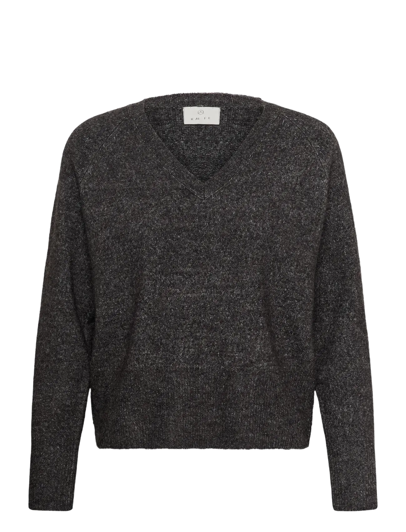 Kaffe KAniel v-neck Pullover - Jumpers - DARK GREY MELANGE / grey