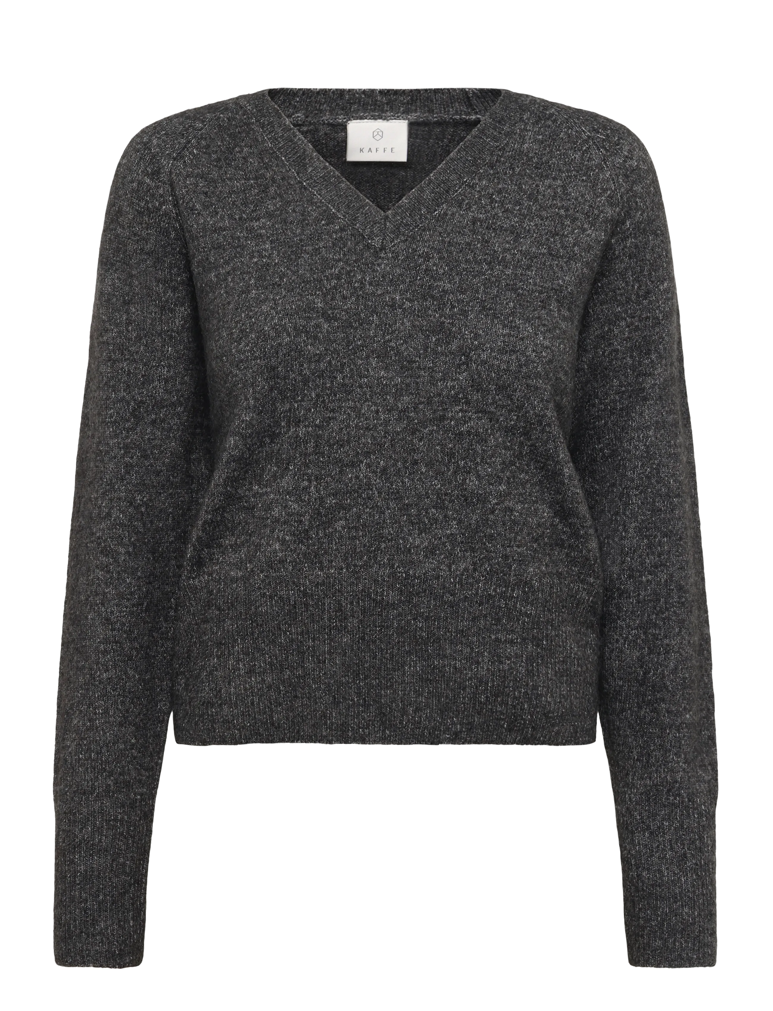 Kaffe KAniel v-neck Pullover - Kläder - DARK GREY MELANGE / grey