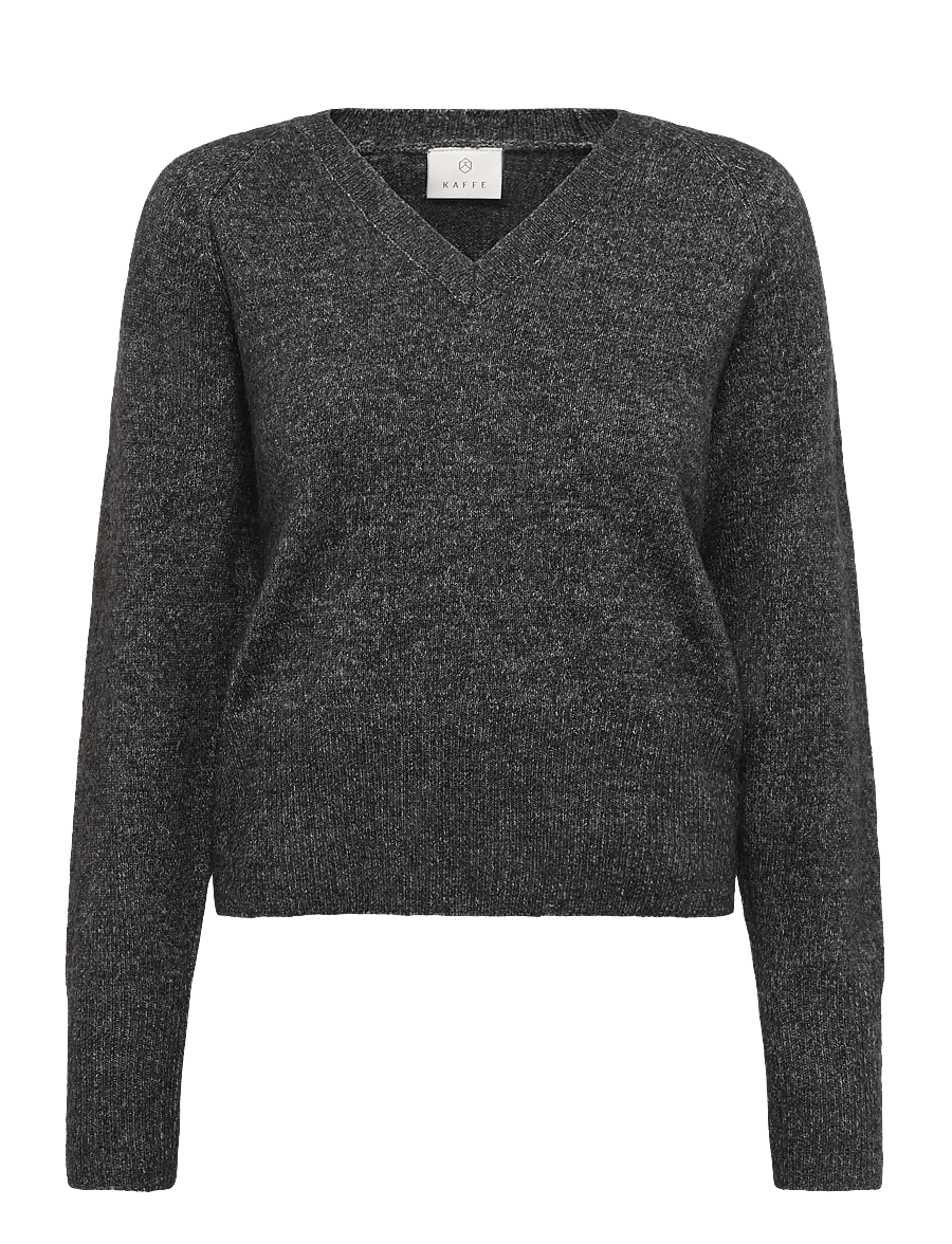 Kaffe - KAniel v-neck Pullover - stickade tröjor - dark grey melange - 0