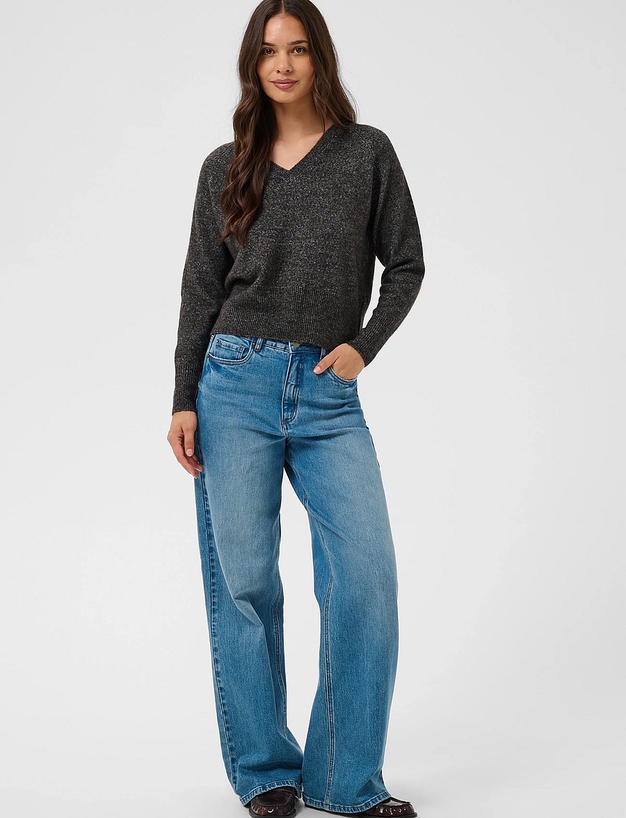 Kaffe - KAniel v-neck Pullover - stickade tröjor - dark grey melange - 3