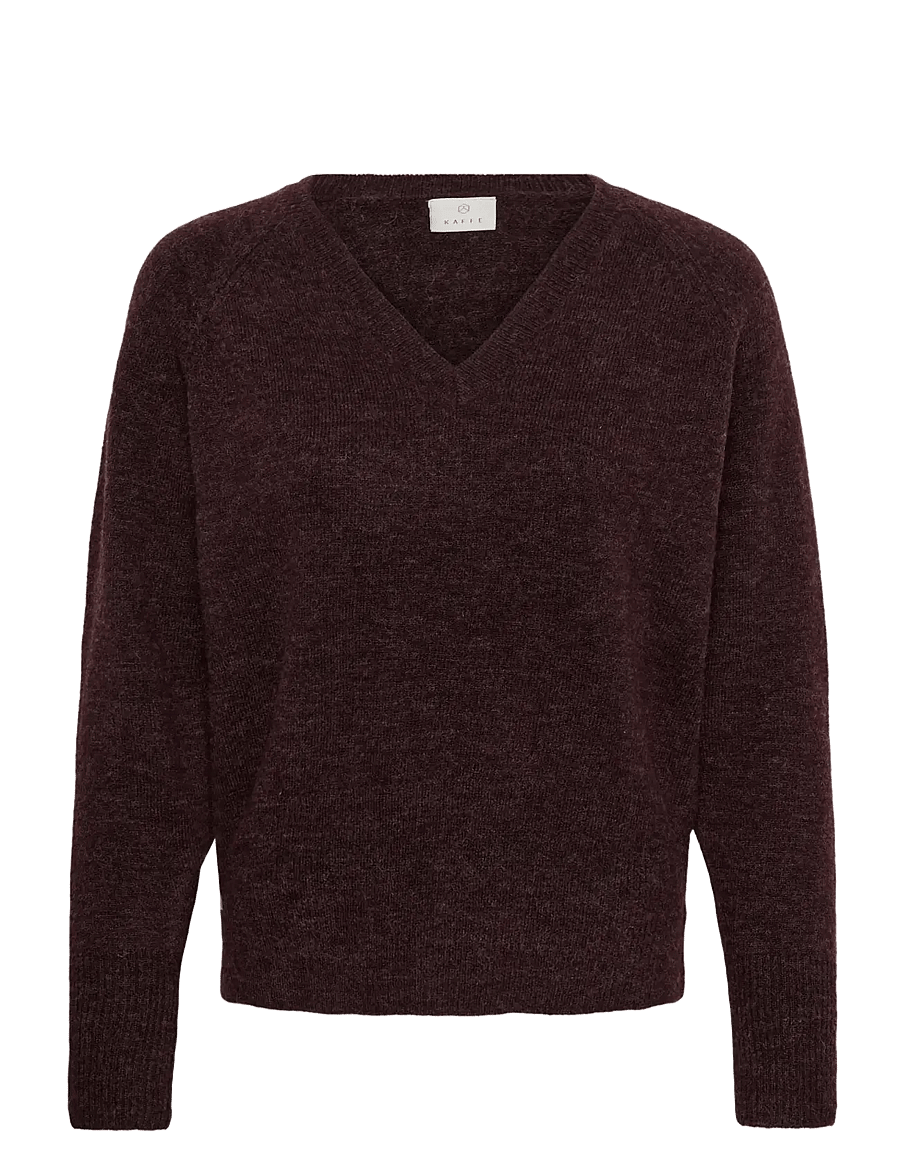 Kaffe - KAniel v-neck Pullover - kampsunid - fudge melange - 0
