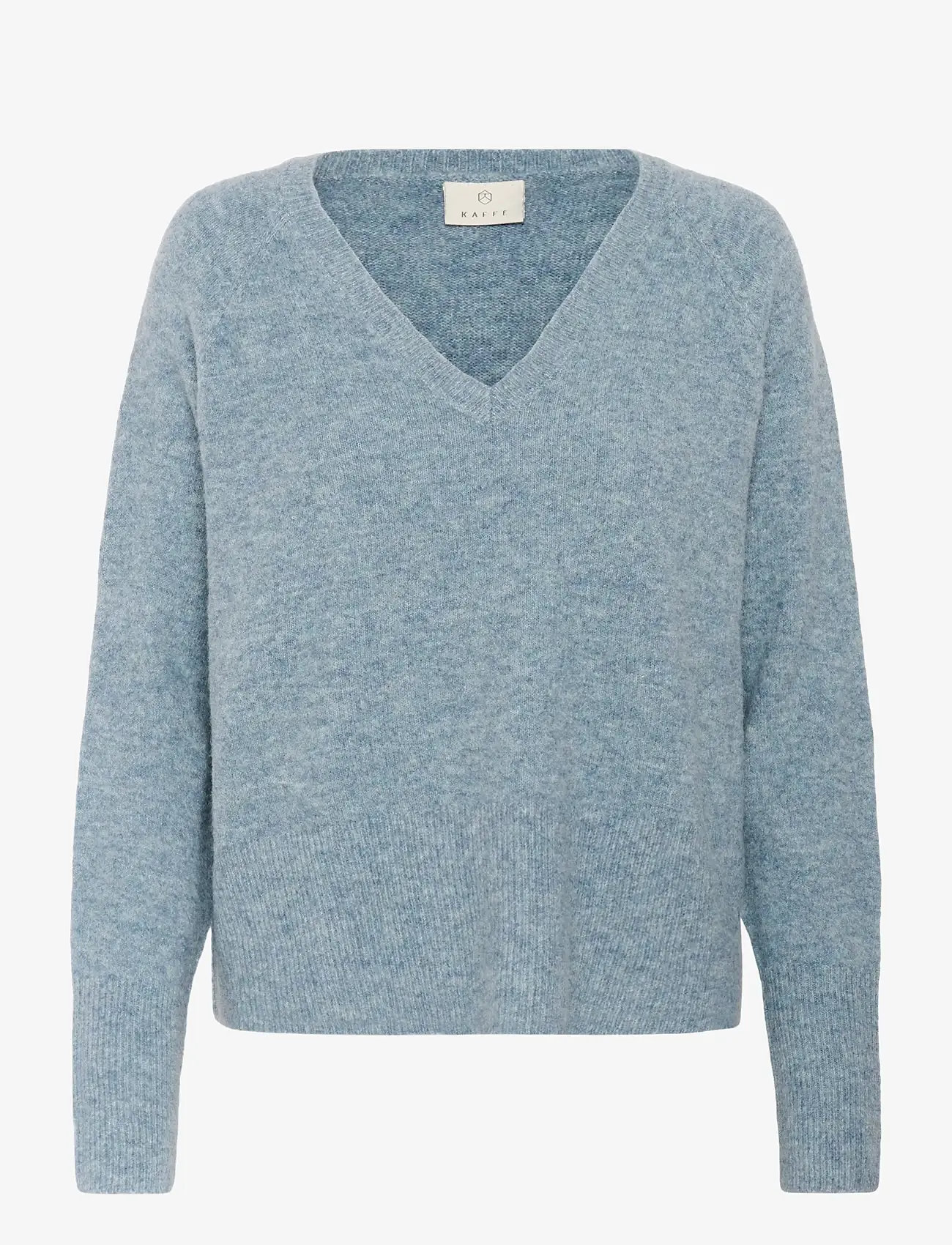 Kaffe - KAniel v-neck Pullover - neulepuserot - windward blue melange - 1