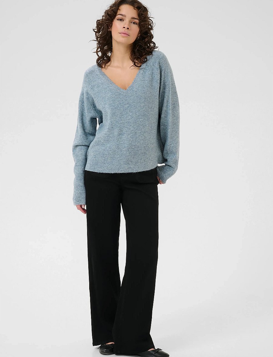 Kaffe - KAniel v-neck Pullover - pullover - windward blue melange - 3