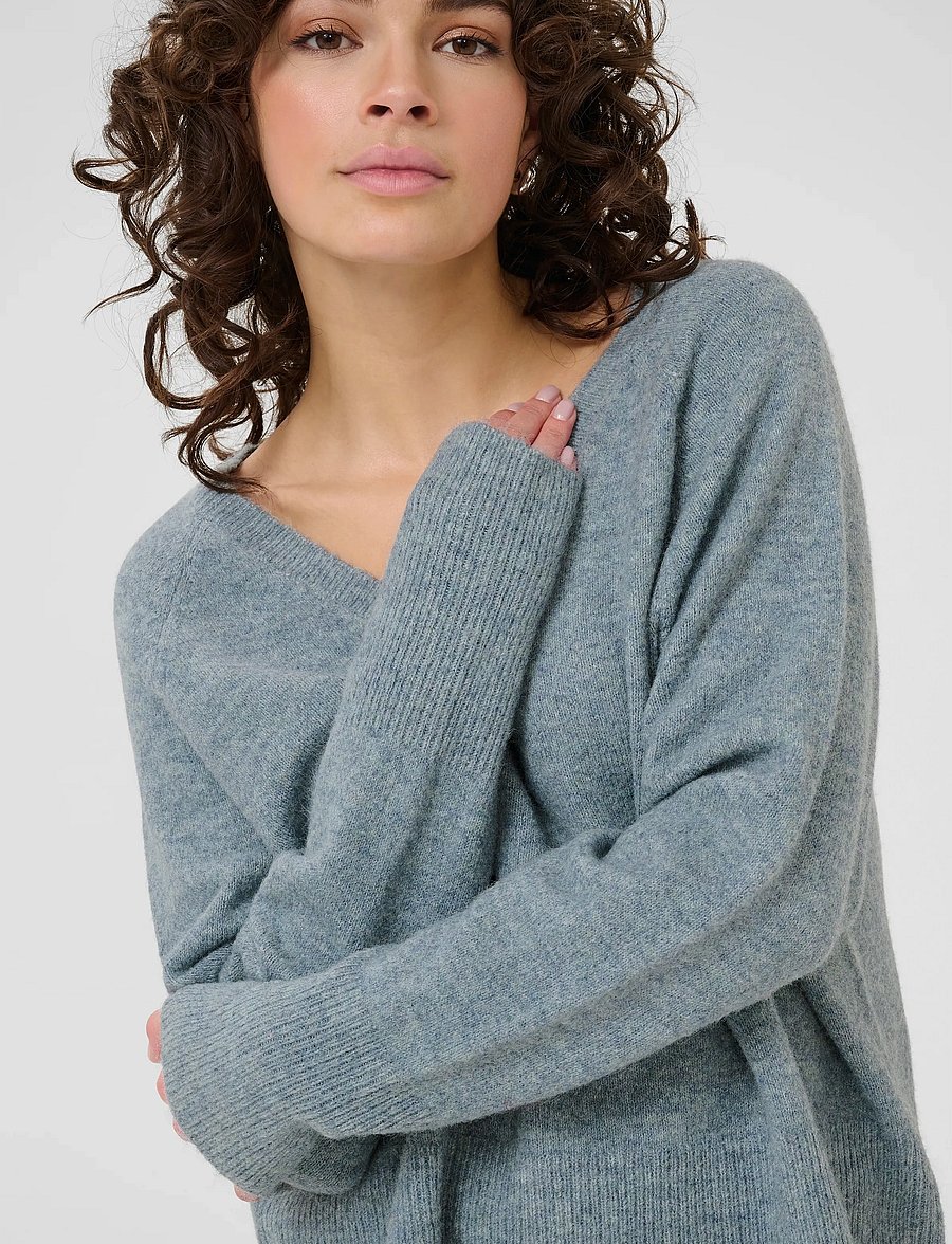 Kaffe - KAniel v-neck Pullover - pullover - windward blue melange - 5
