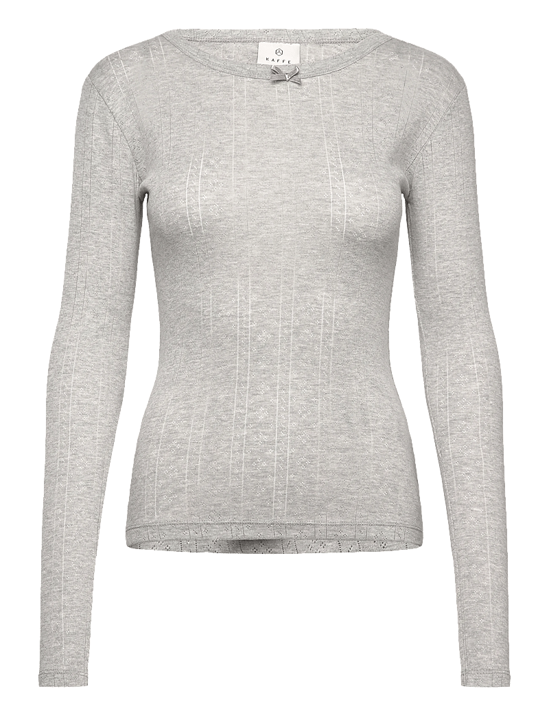 Kaffe - KAhilda T-Shirt - langärmlige tops - light grey melange - 0