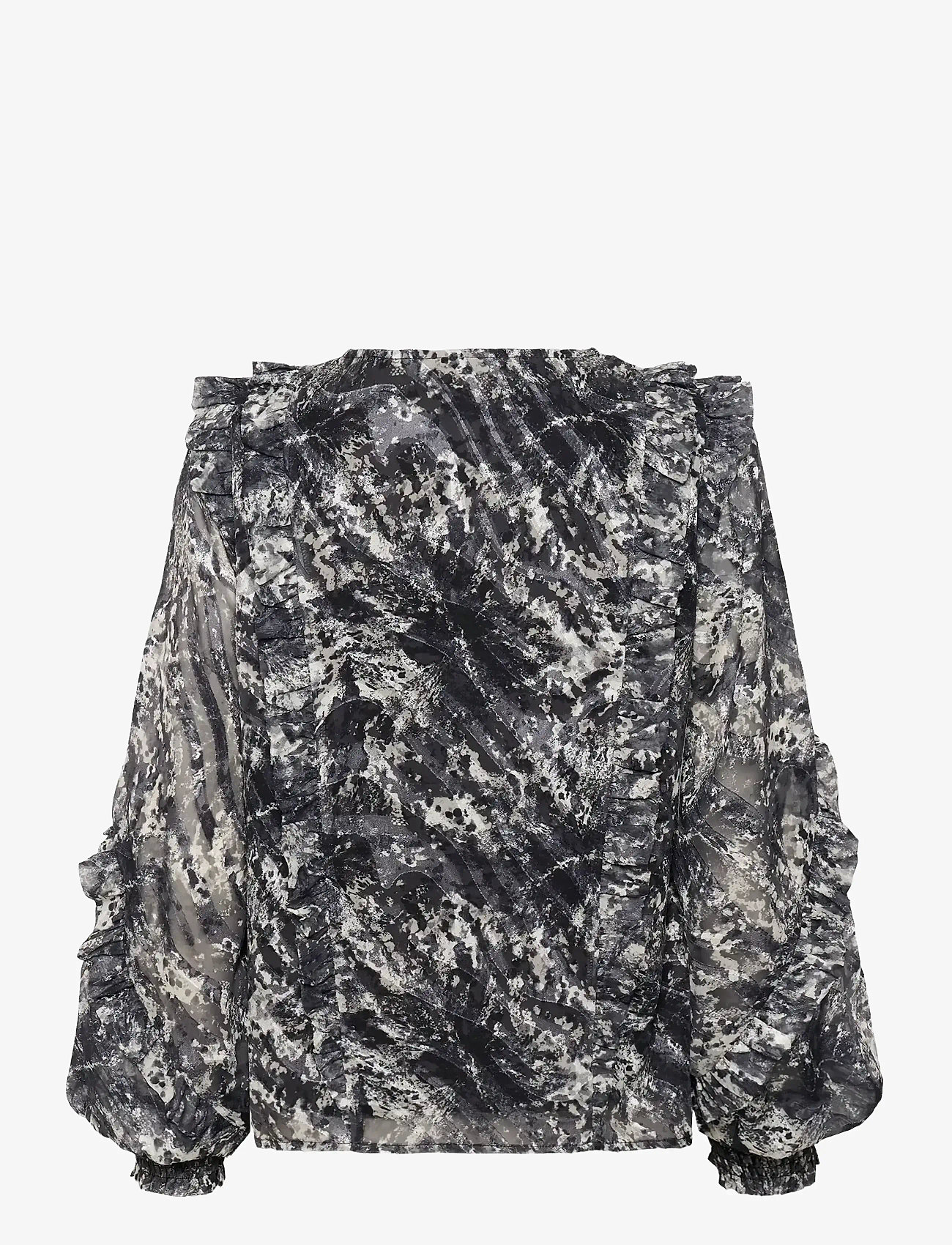 Kaffe - KAalica Blouse - långärmade blusar - black/grey abstract graphic - 2