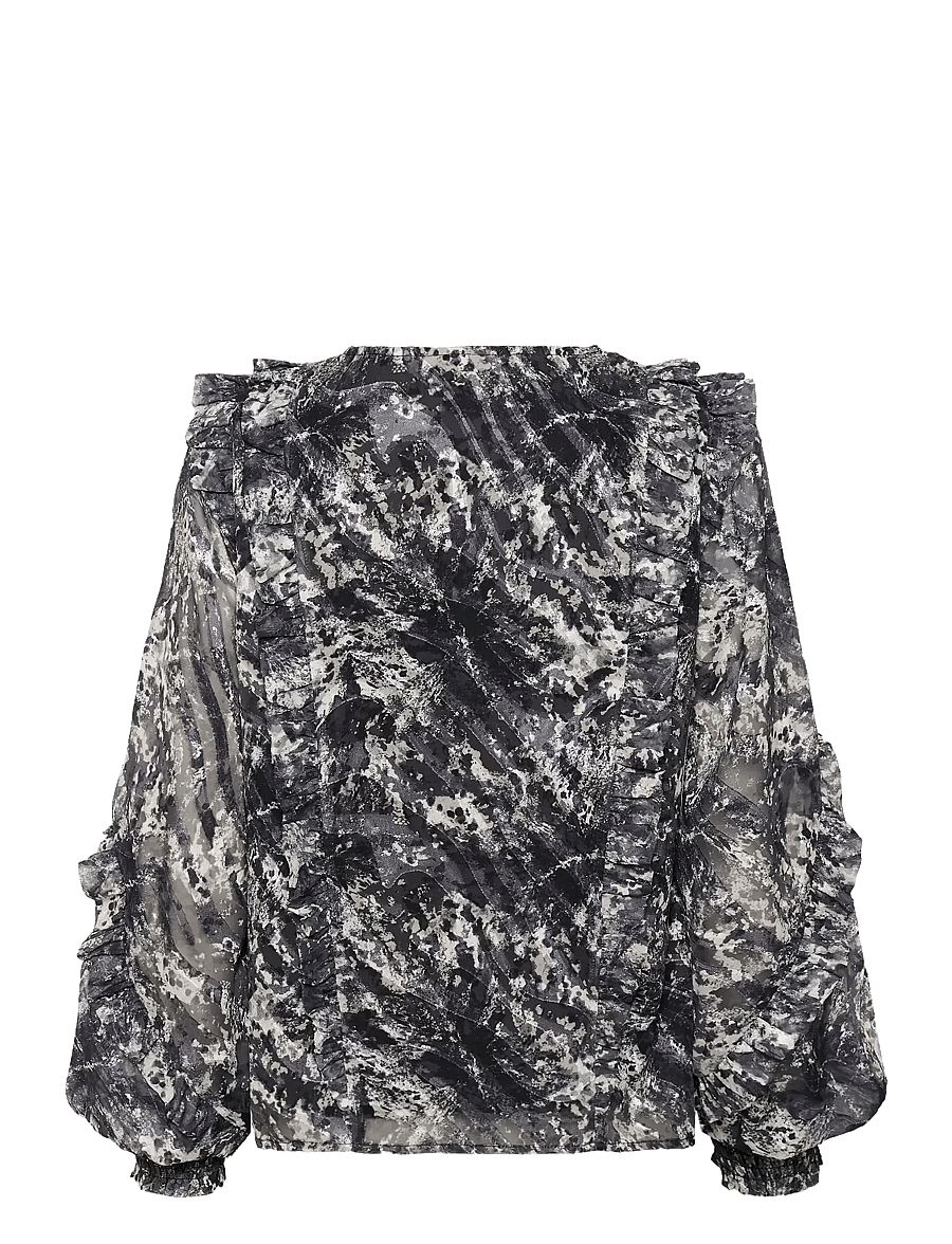 Kaffe - KAalica Blouse - long sleeved blouses - black/grey abstract graphic - 2