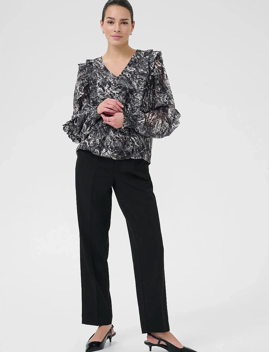 Kaffe - KAalica Blouse - long sleeved blouses - black/grey abstract graphic - 3
