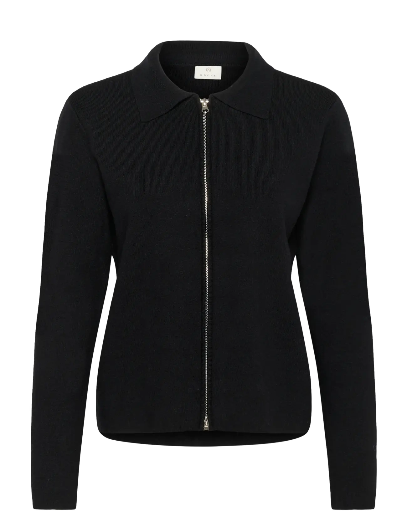 Kaffe Kavisja Polo Cardigan, Kvinder, Lynlås Polo Cardigan, Sort, Str: S