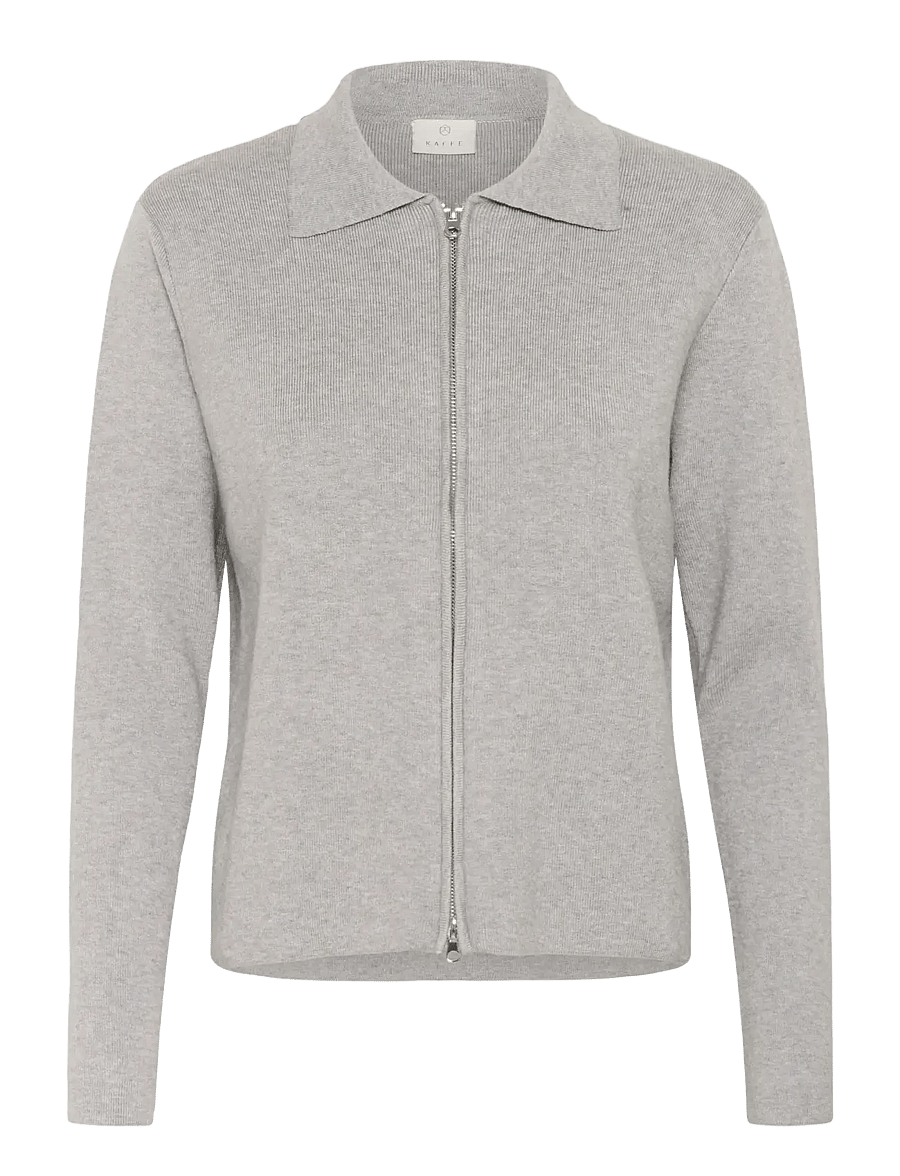 Kaffe - KAvisja Polo Cardigan - strickjacken - grey melange - 1
