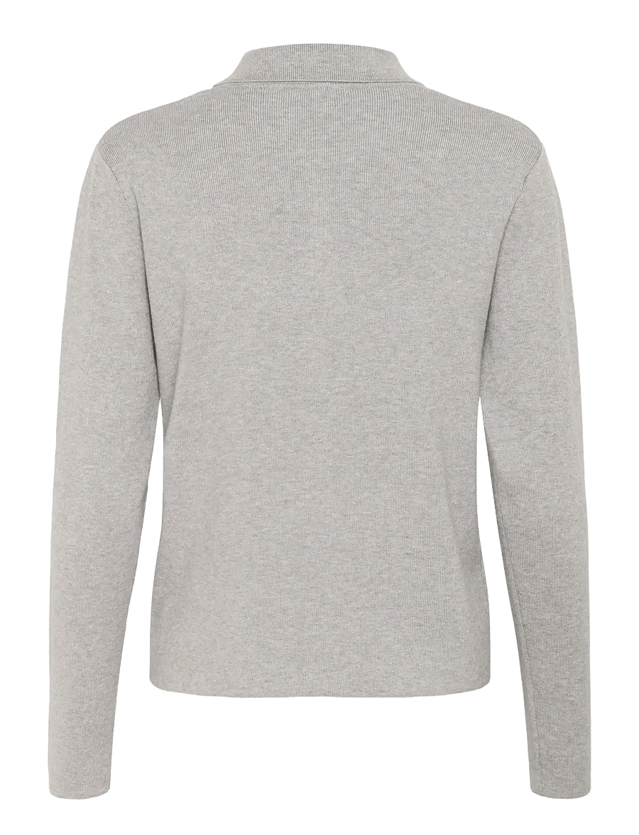 Kaffe - KAvisja Polo Cardigan - strickjacken - grey melange - 2