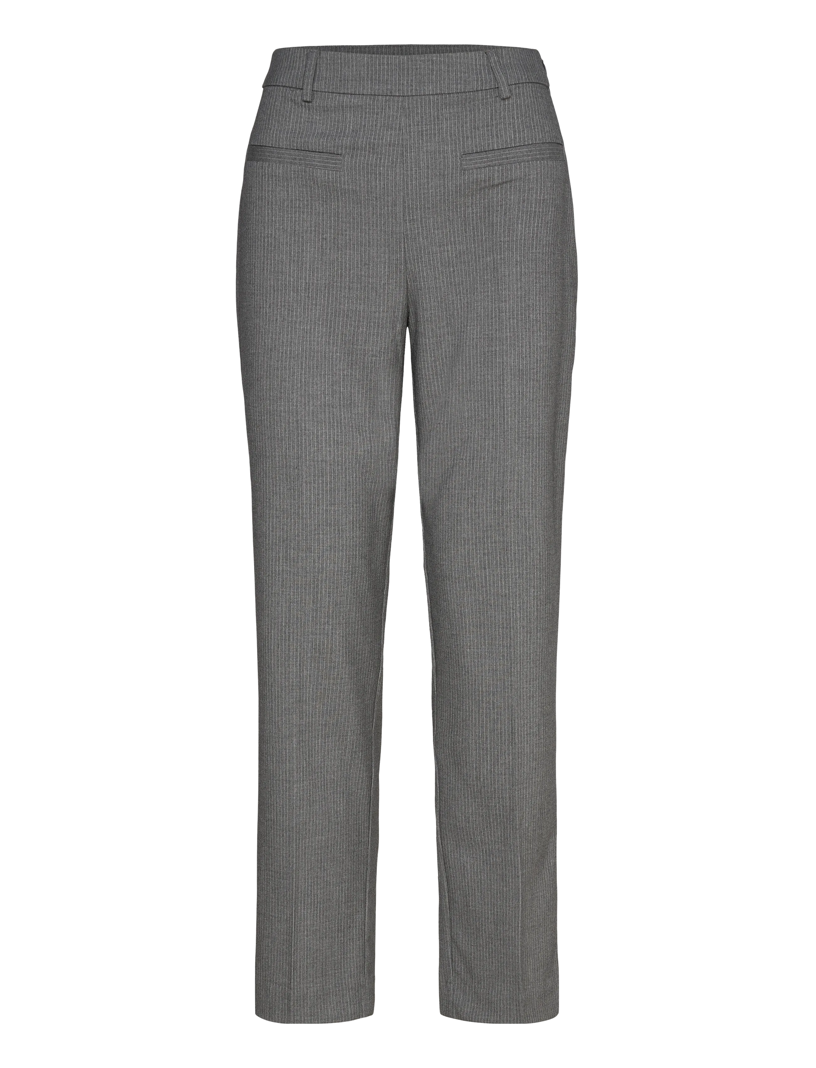 Kaffe KAellie Pants - Slim fit-byxor - GREY MELANGE / CHALK STRIPE / grey