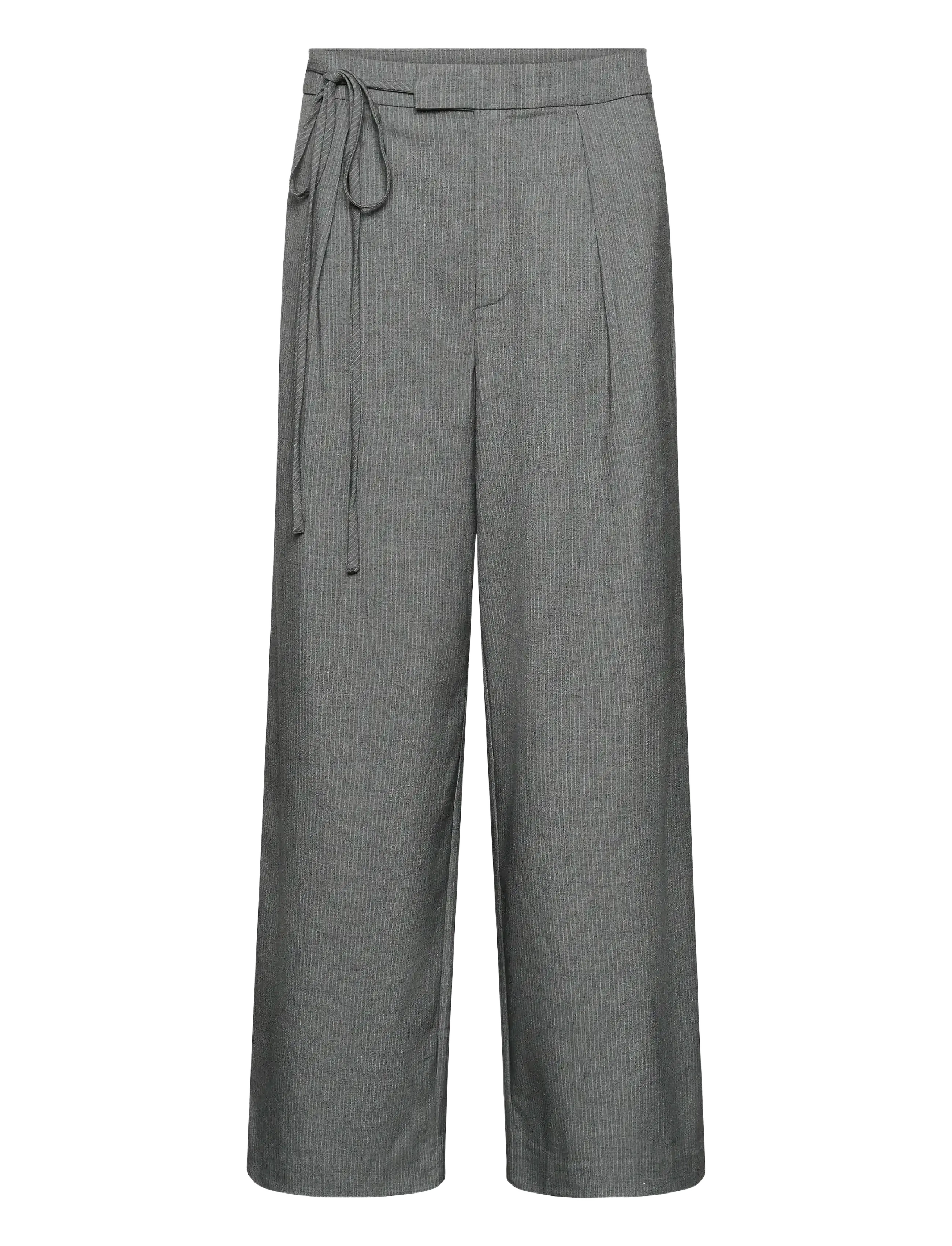 KAellie Wide Pants - GREY MELANGE / CHALK STRIPE