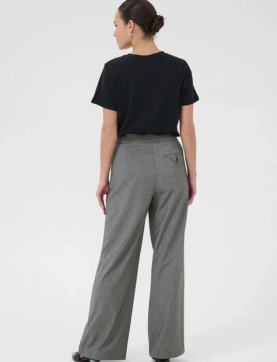 Kaffe - KAellie Wide Pants - hosen mit weitem bein - grey melange / chalk stripe - 4