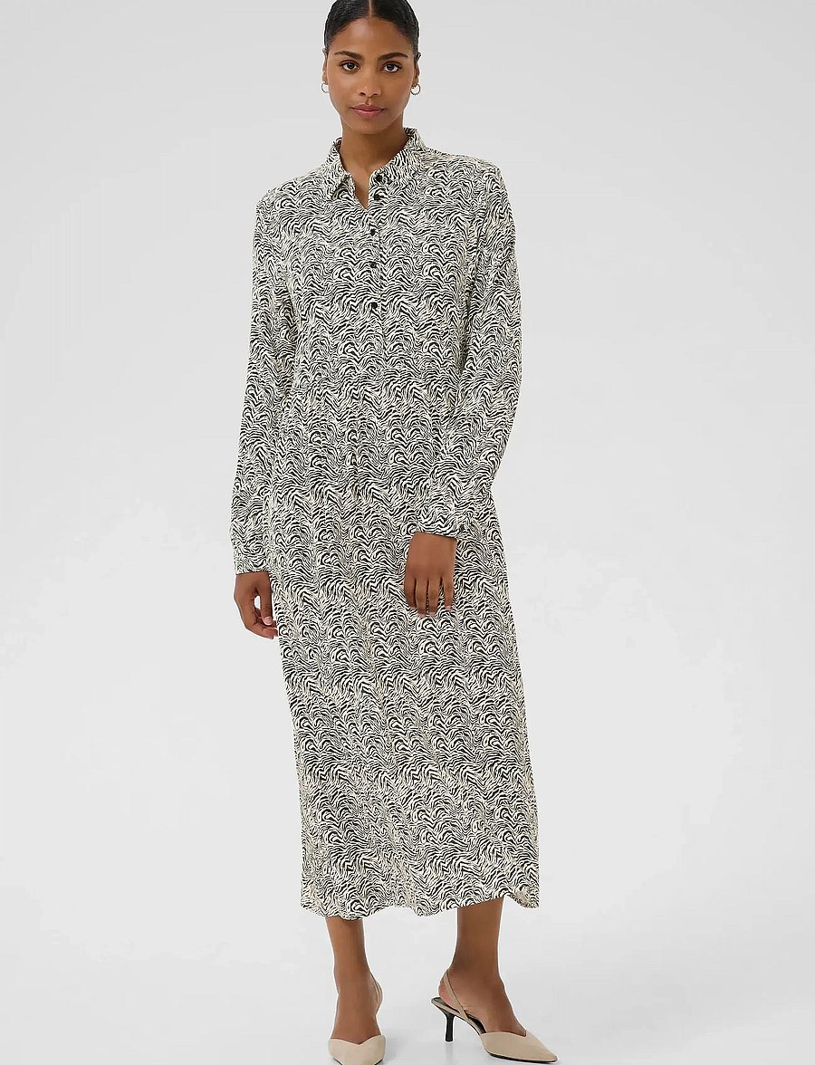 Kaffe - KAmiriam Shirt Dress - skjortklänningar - black oyster/turtledove animal - 0