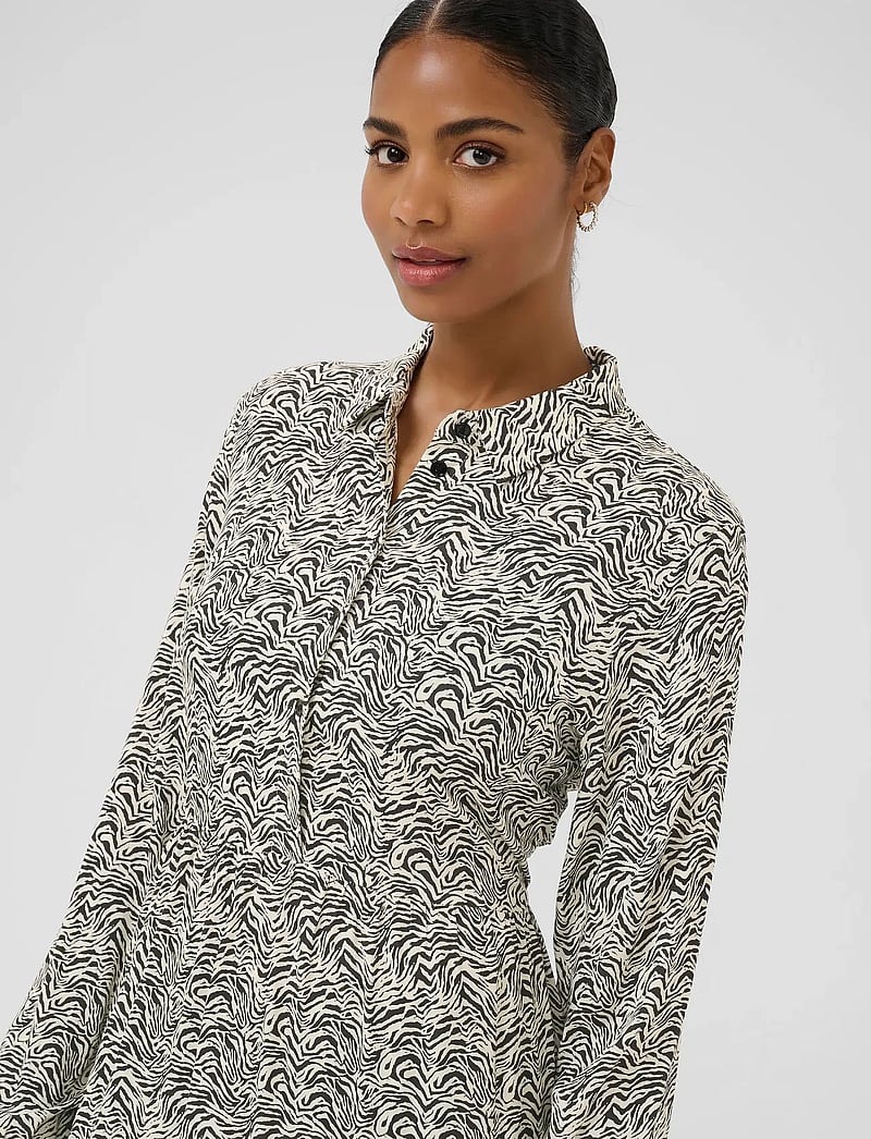 Kaffe - KAmiriam Shirt Dress - skjortklänningar - black oyster/turtledove animal - 4
