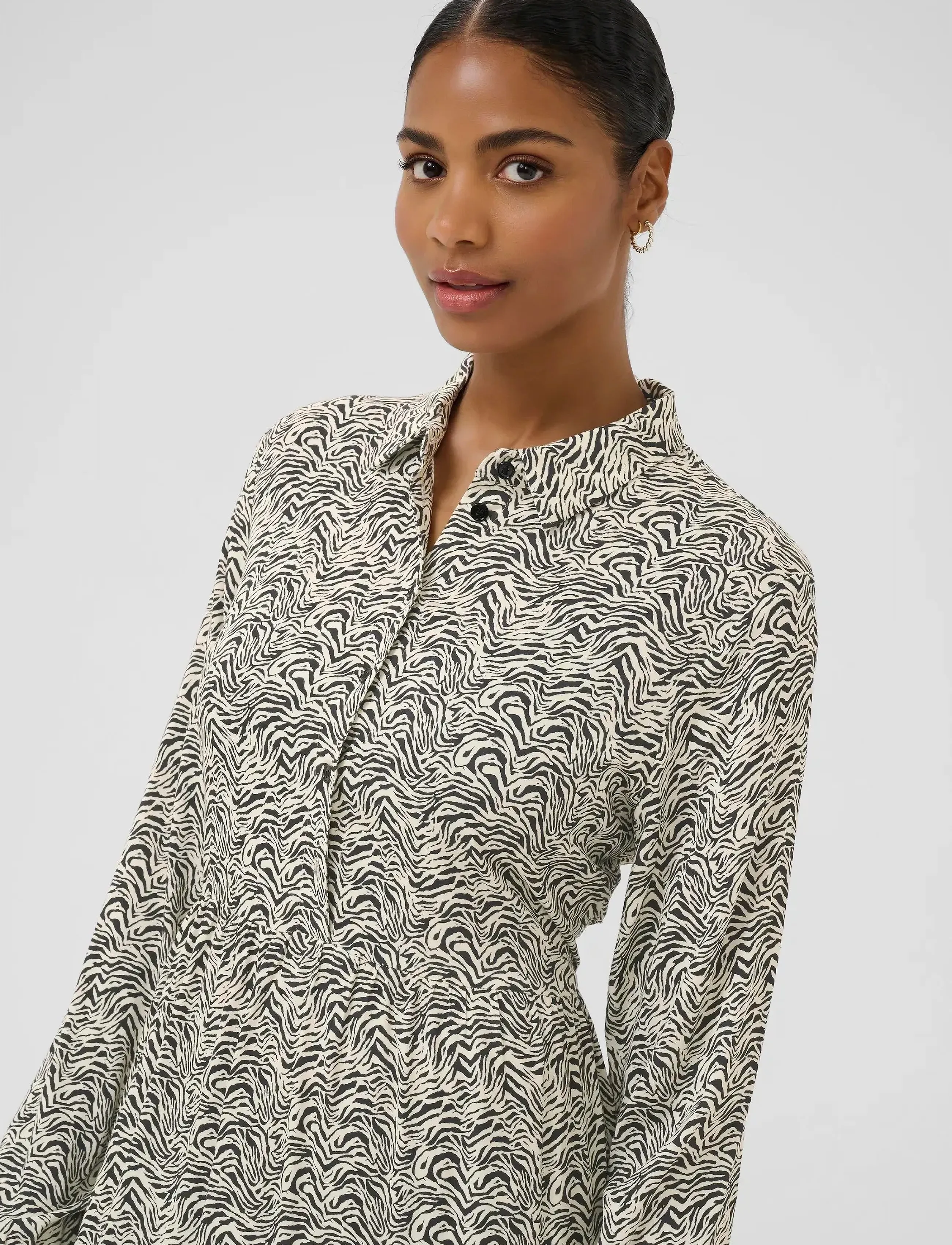 Kaffe - KAmiriam Shirt Dress - skjortekjoler - black oyster/turtledove animal - 4