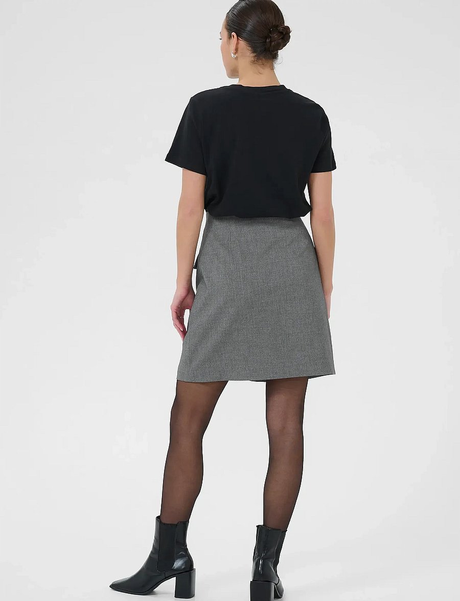 Kaffe - KAellie Skirt - kurze röcke - grey melange / chalk stripe - 4