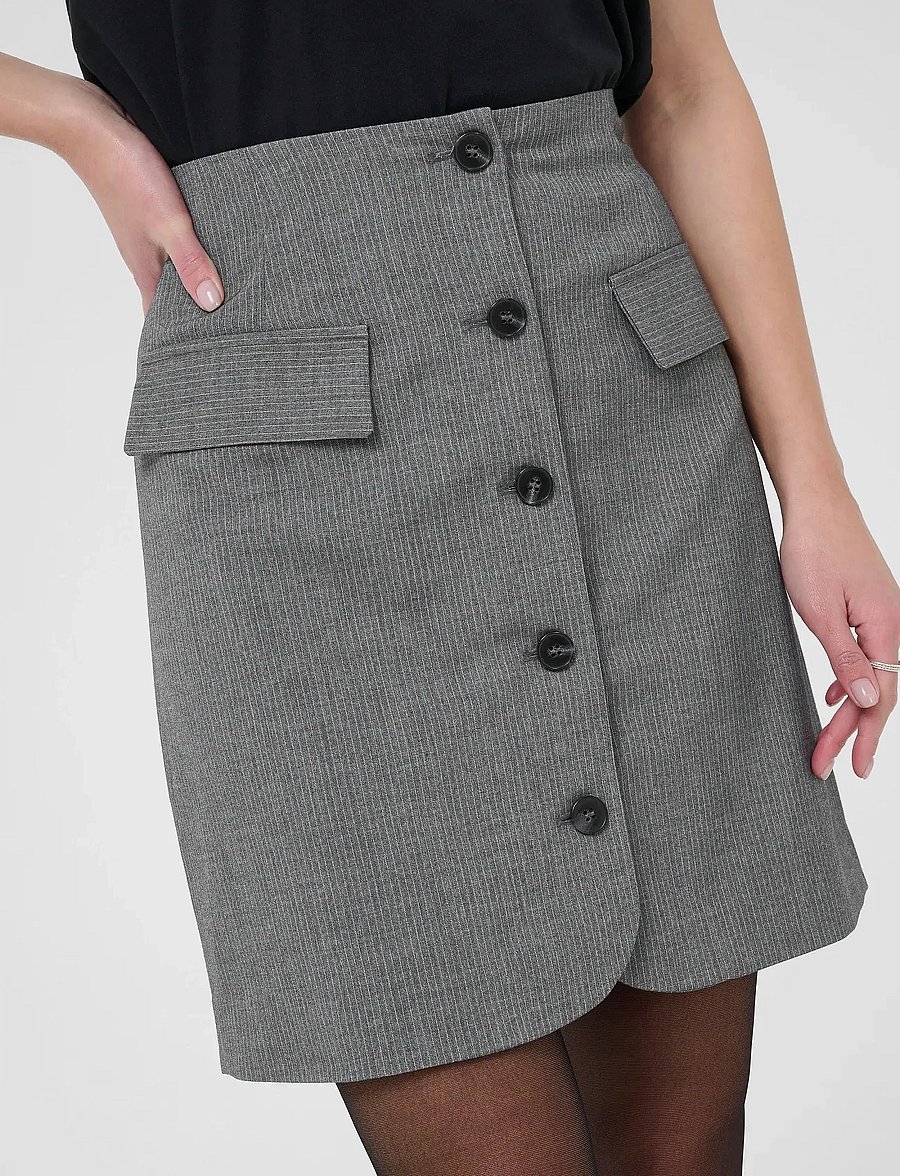 Kaffe - KAellie Skirt - kurze röcke - grey melange / chalk stripe - 5