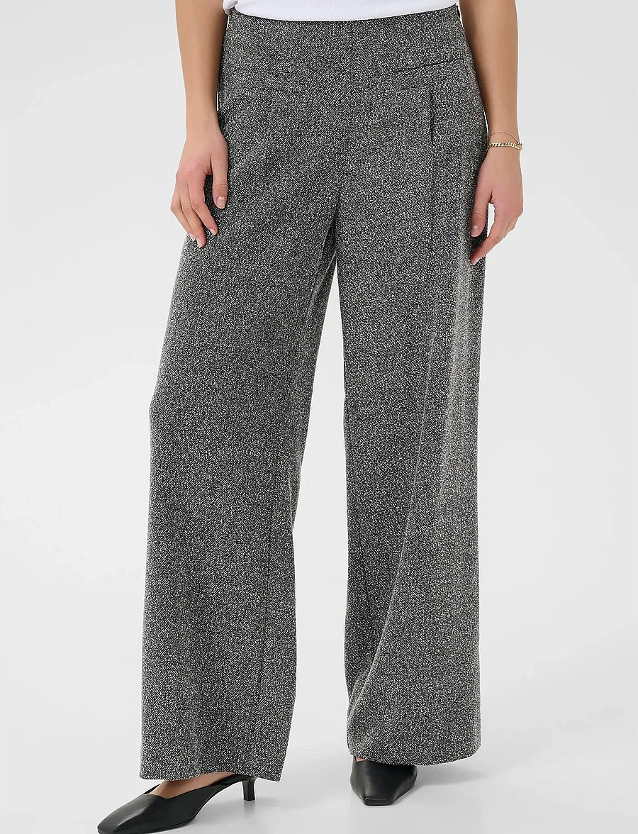 Kaffe - KAalba Wide Pants - wide leg trousers - black melange - 0