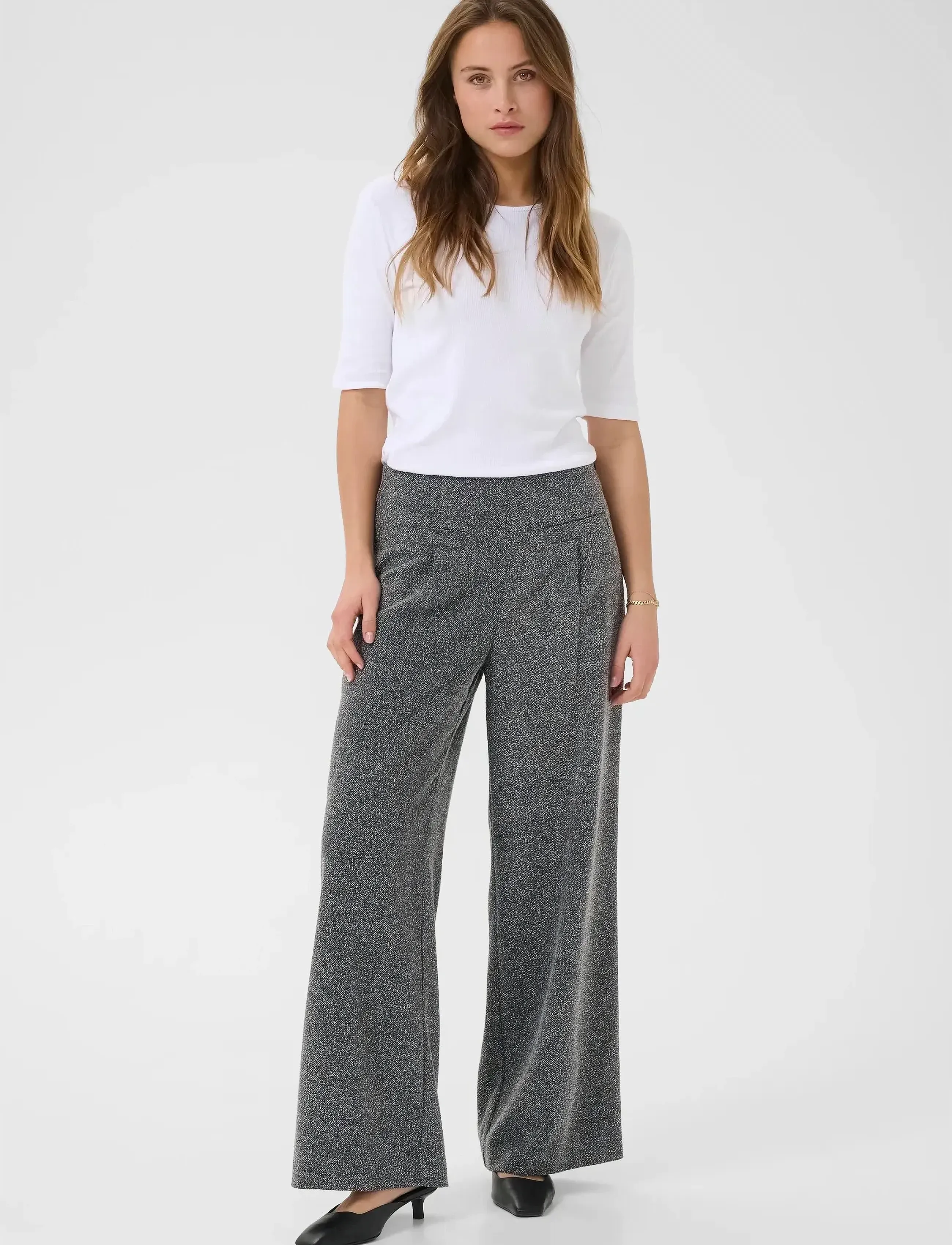 Kaffe - KAalba Wide Pants - wide leg trousers - black melange - 3