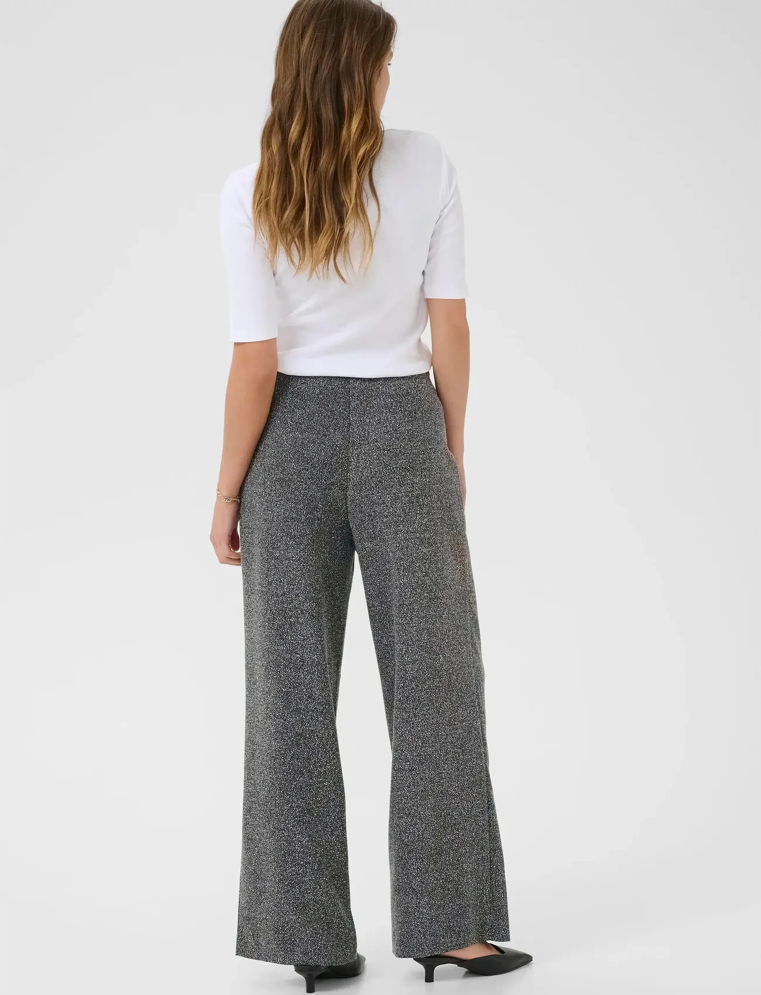 Kaffe - KAalba Wide Pants - wide leg trousers - black melange - 4