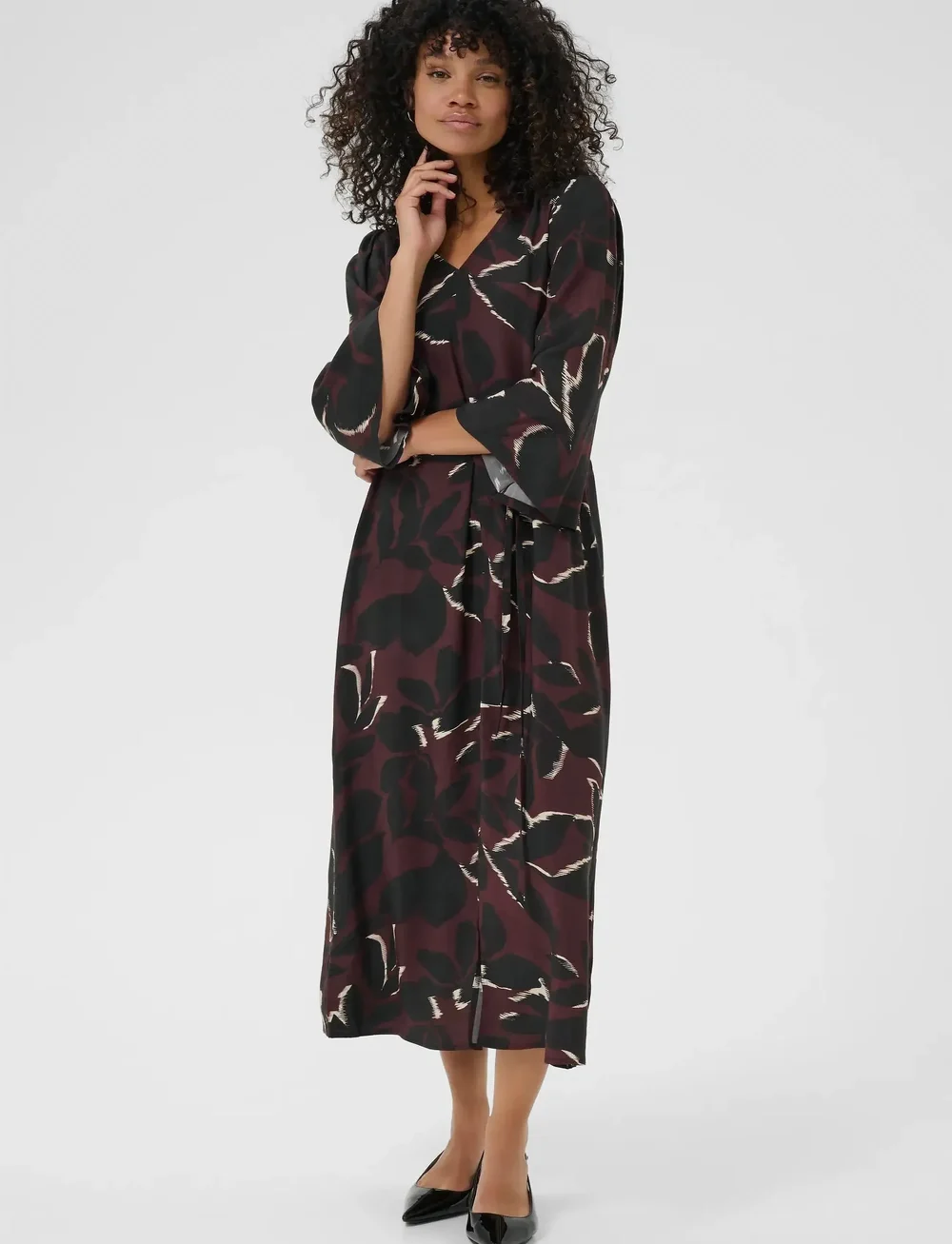 Kaffe - KAmille Dress - midi kjoler - windsor wine/black flower - 0