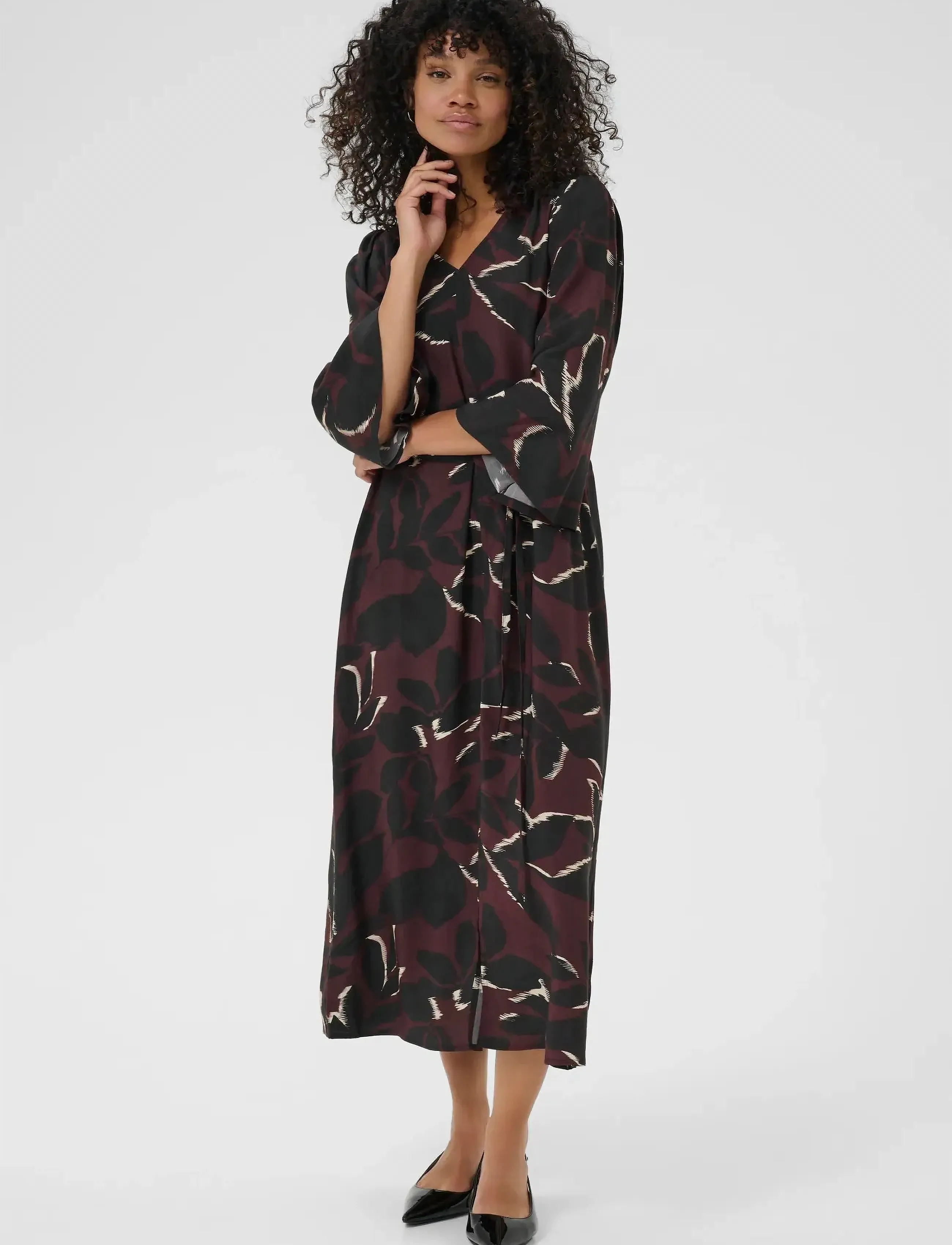 Kaffe KAmille Dress - Kjoler - WINDSOR WINE/BLACK FLOWER / burgundy
