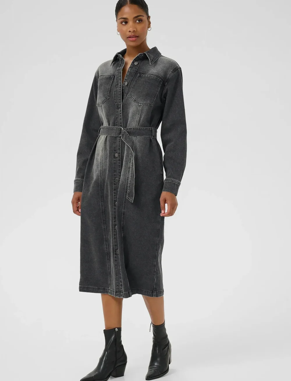 Kaffe - KAabby Denim Dress - skjortekjoler - medium grey denim - 0