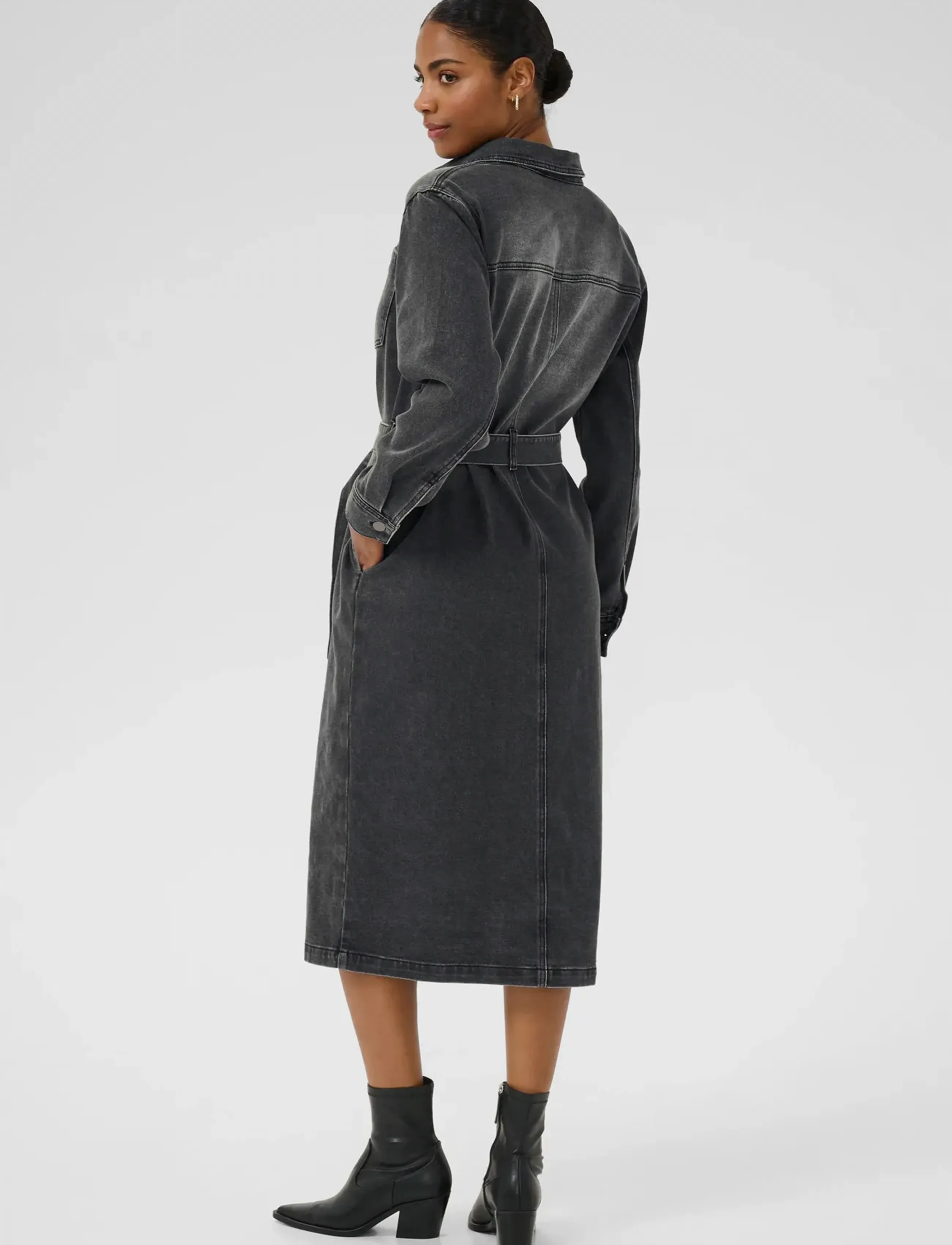 Kaffe - KAabby Denim Dress - skjortklänningar - medium grey denim - 3