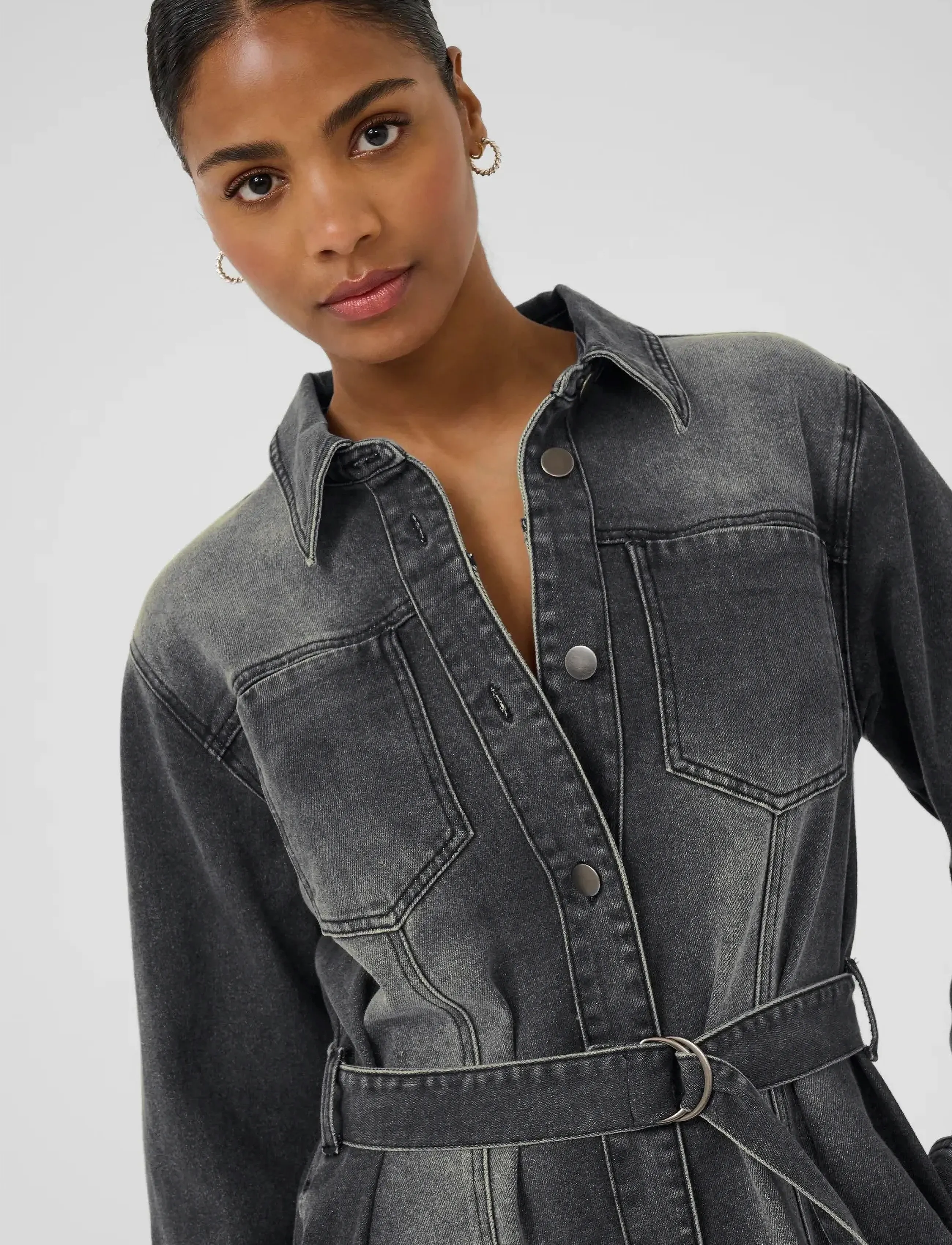 Kaffe - KAabby Denim Dress - skjortklänningar - medium grey denim - 4