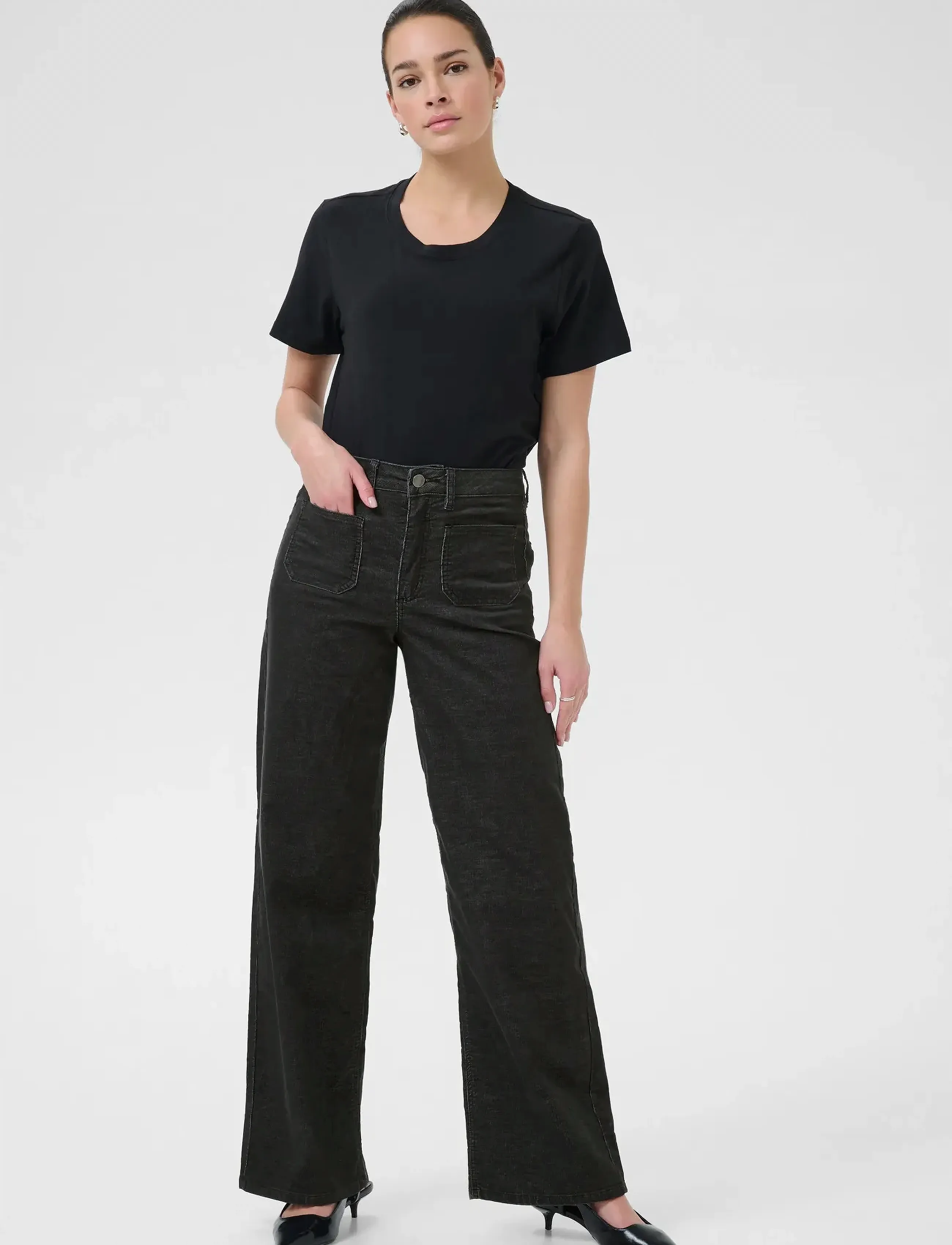 Kaffe - KAmolly Pants - brede jeans - black oyster - 3