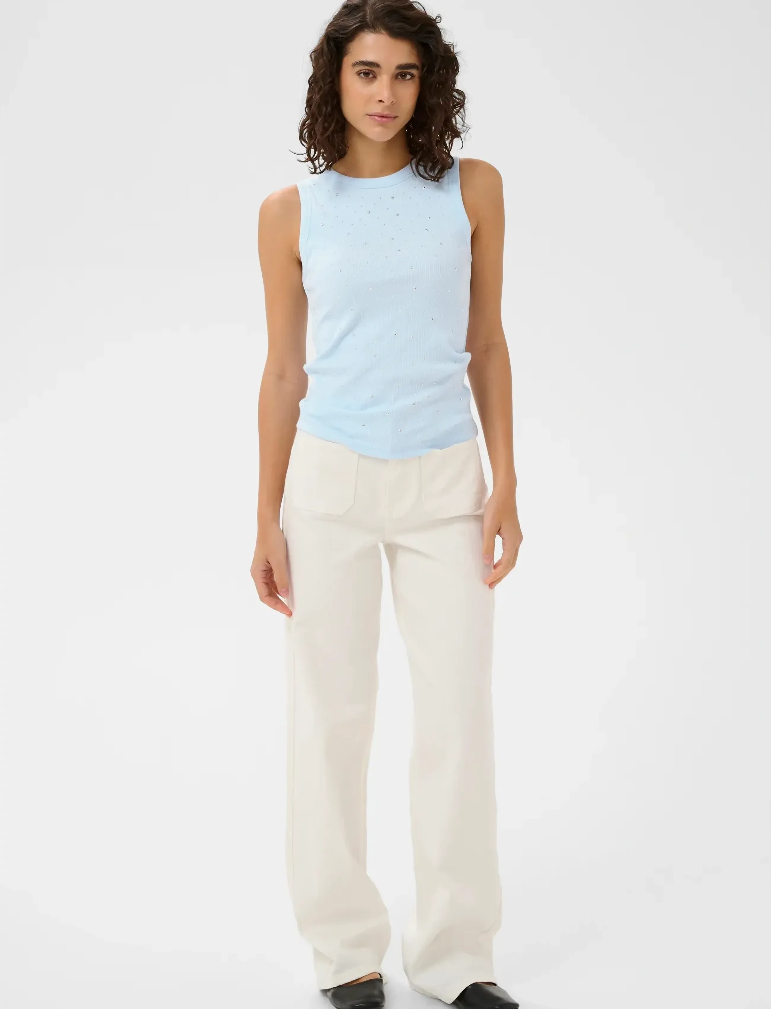Kaffe - KAcarna Rhinestone Top - laveste priser - nantucket breeze - 3