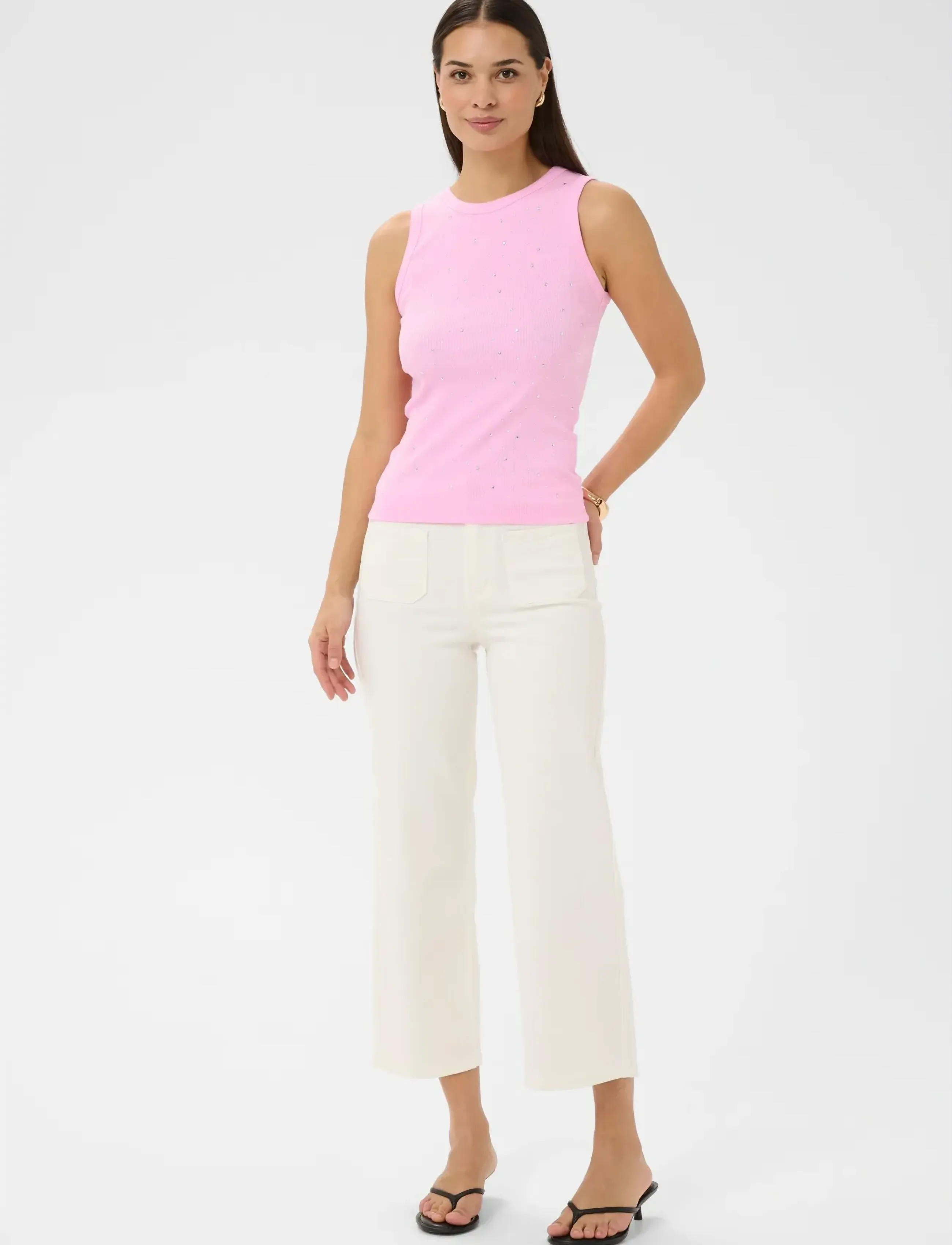 Kaffe - KAcarna Rhinestone Top - ermalausir toppar - pink frosting - 3