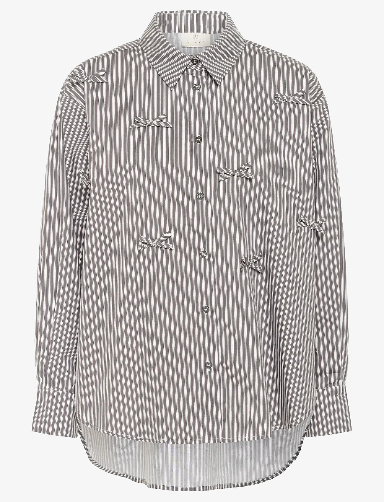 Kaffe - KAmarianne Shirt - långärmade skjortor - grey/white stripe - 1