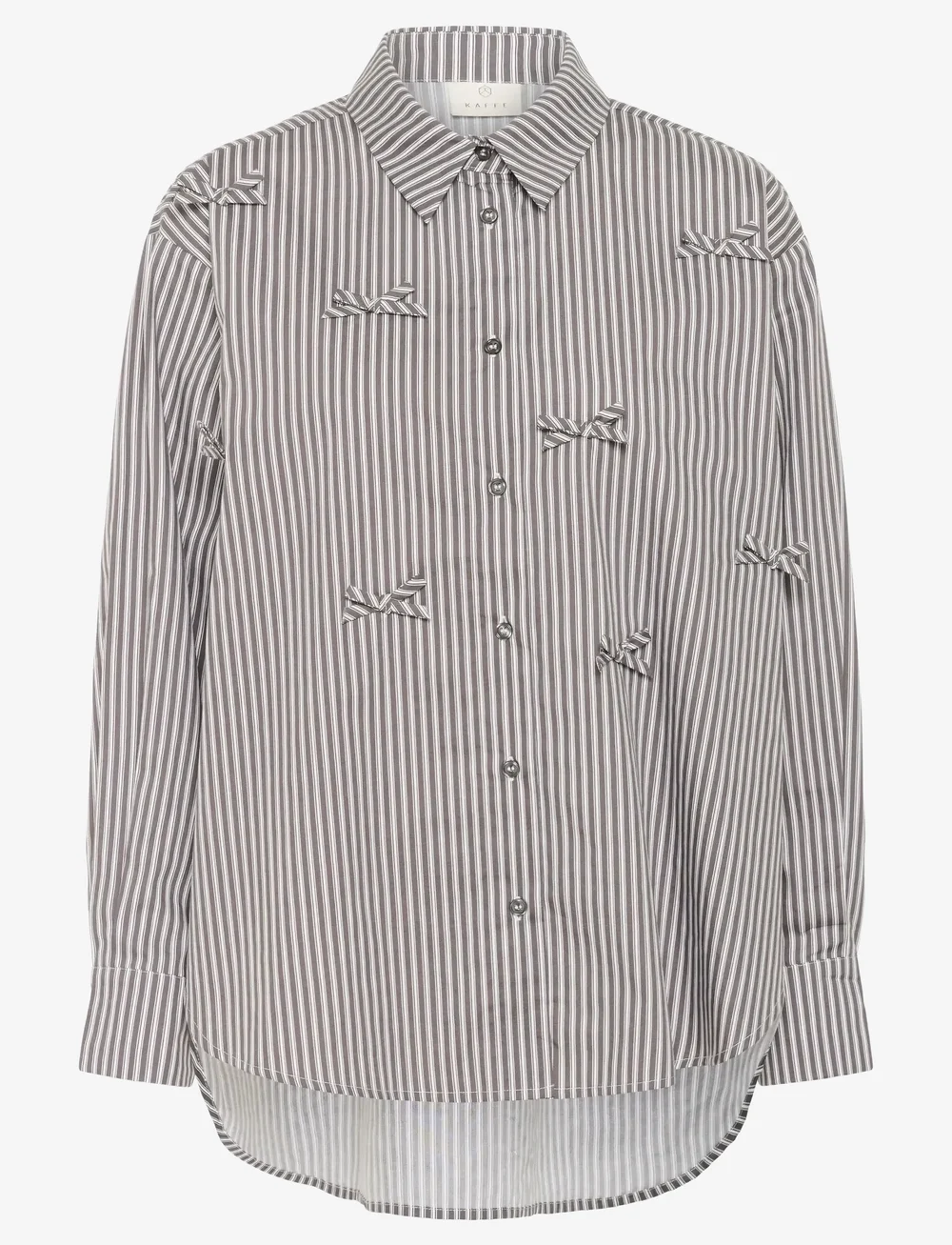 Kaffe - KAmarianne Shirt - langermede skjorter - grey/white stripe - 1