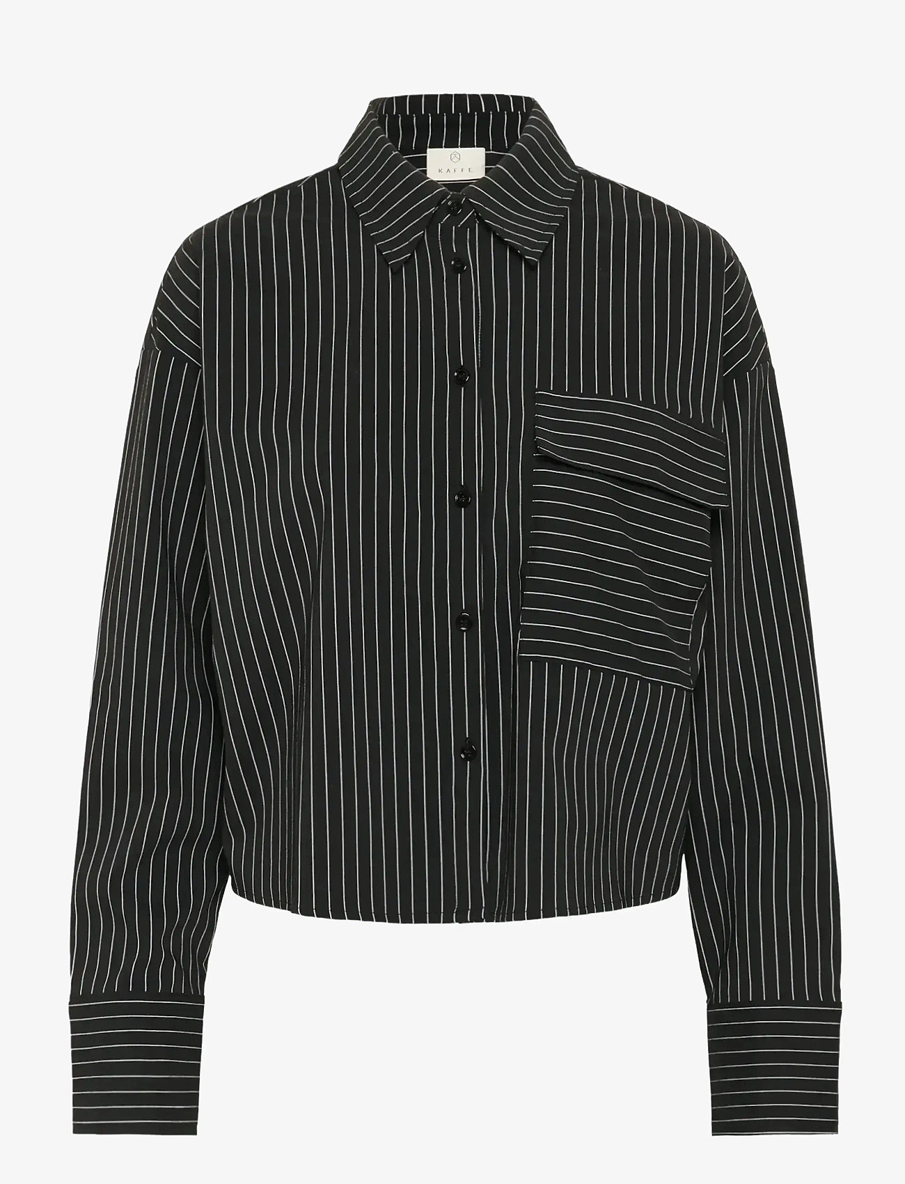 Kaffe - KAeliana Shirt - långärmade skjortor - black / chalk pinstripe - 1